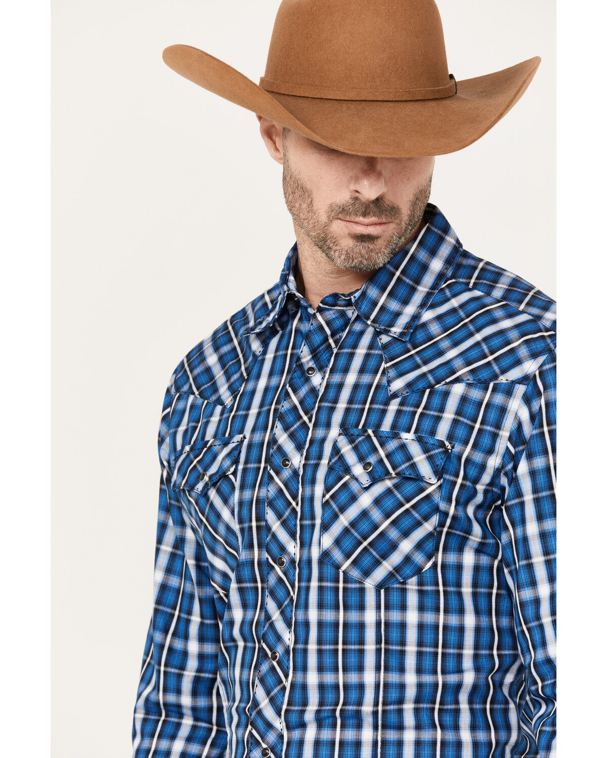 Wrangler Men's Plaid Print Long Sleeve Snap Western Shirt
