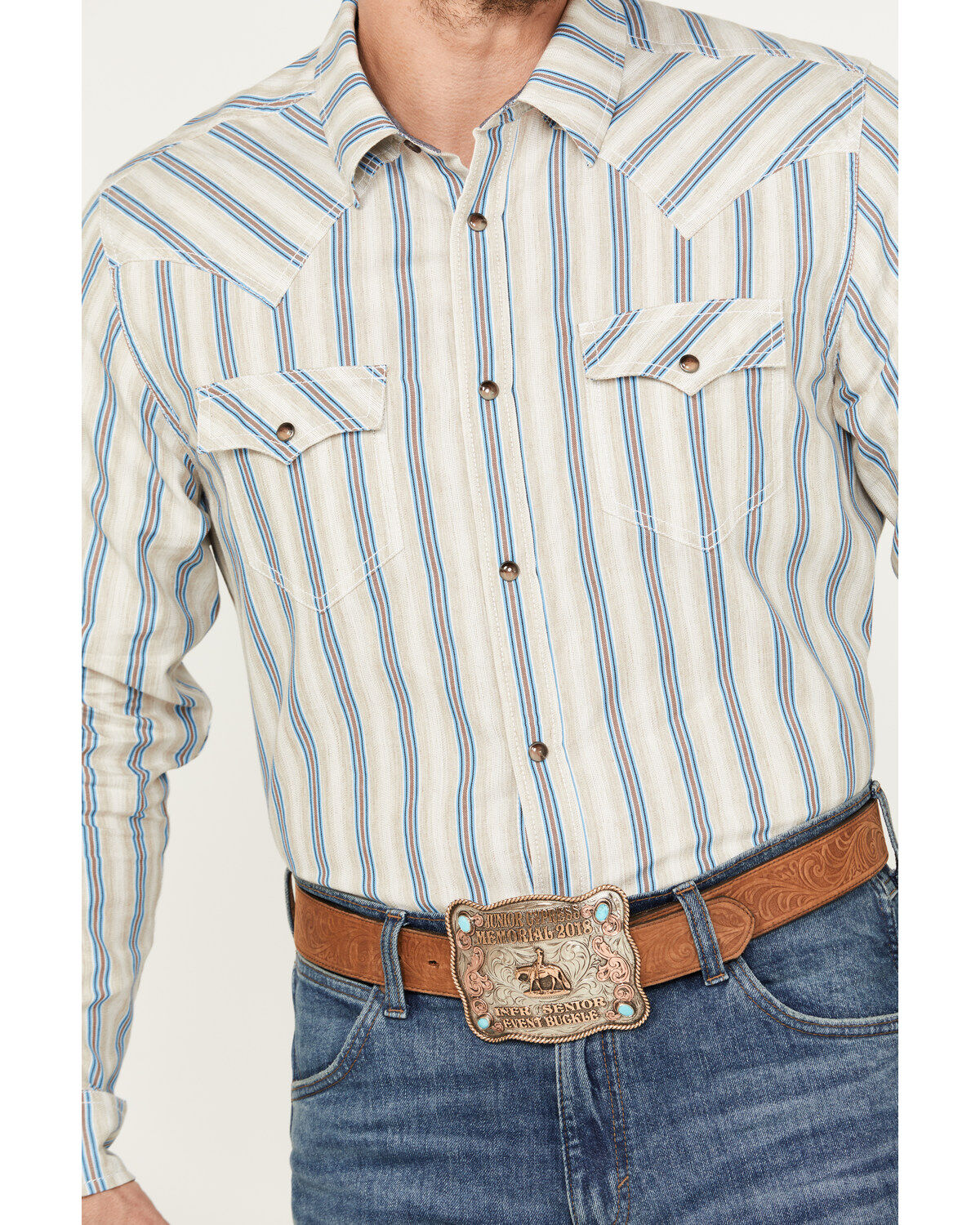 Cody James Men's La Cabana Striped Long Sleeve Western Snap Shirt - Big
