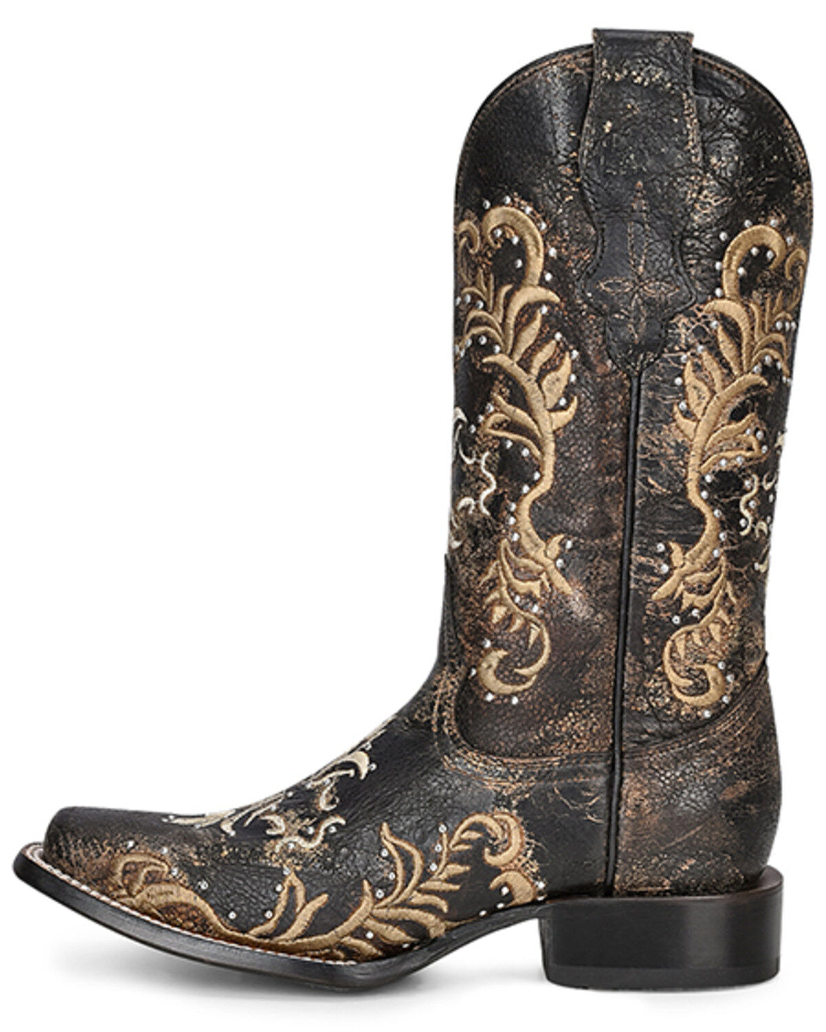 Circle G Women's Embroidered & Studded Distressed Tall Western Boots - Square Toe