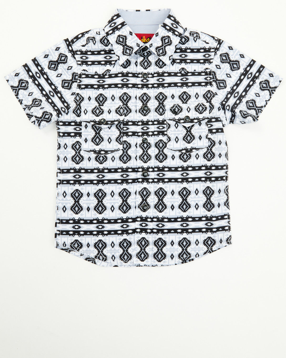 Rodeo Clothing Boys' Southwestern Print Short Sleeve Snap Western Shirt