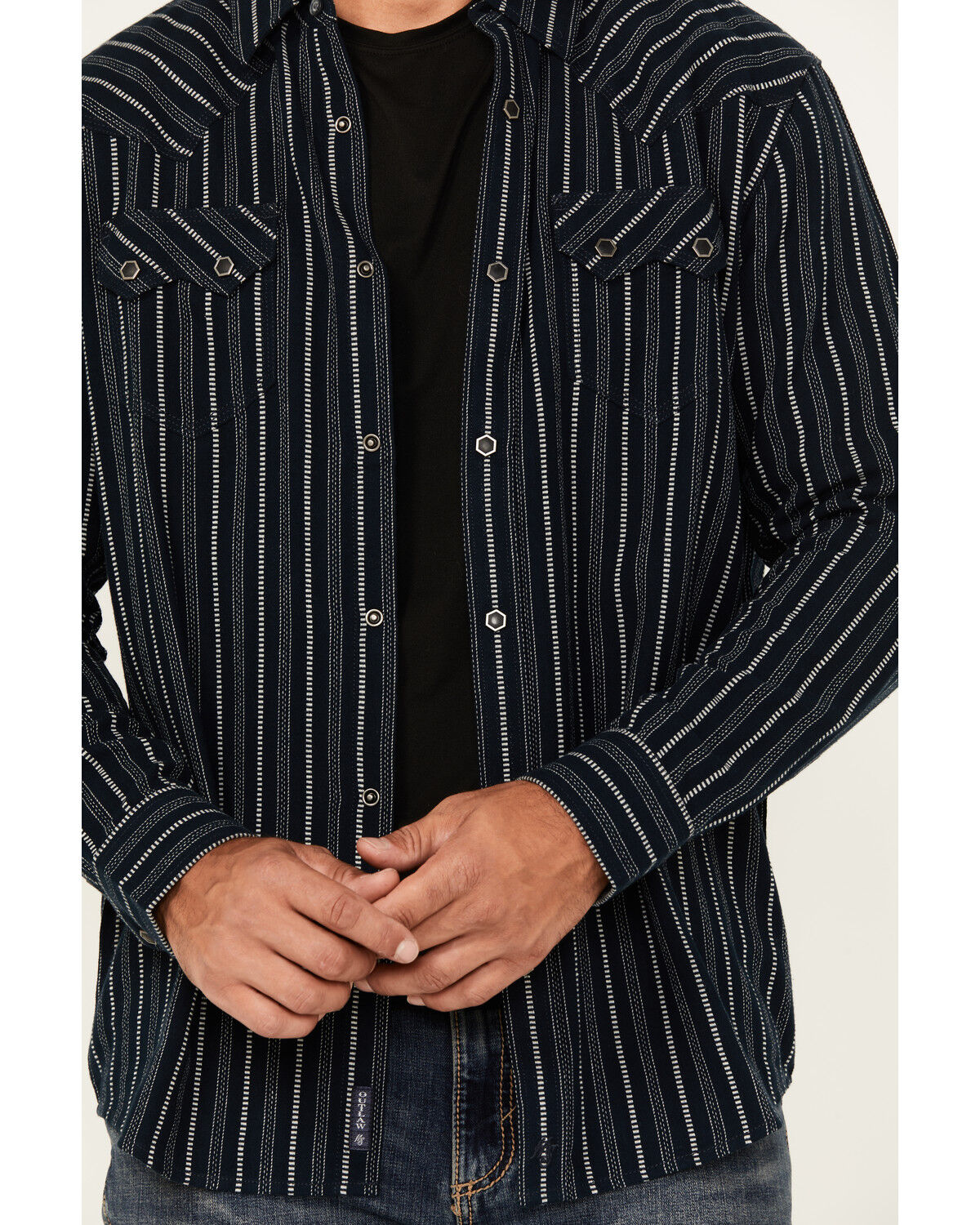 Moonshine Spirit Men's Record Deal Striped Long Sleeve Snap Western Shirt