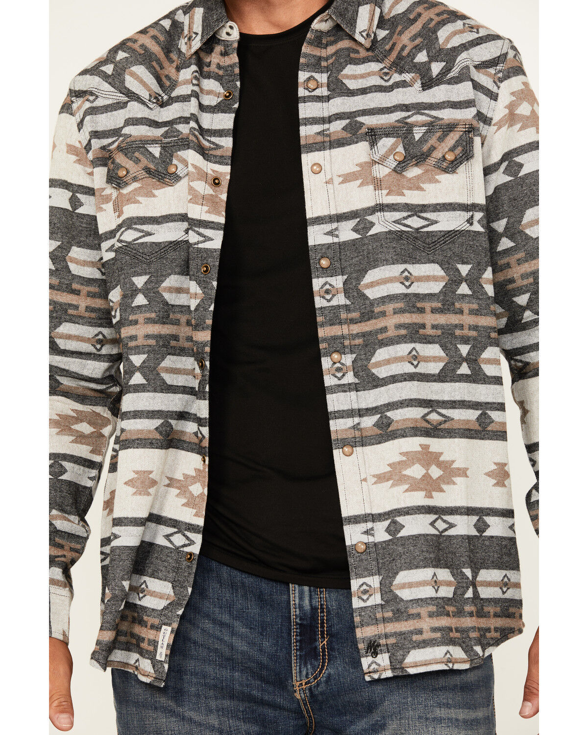 Moonshine Spirit Men's Gun Shop Southwestern Print Long Sleeve Snap Flannel Shirt