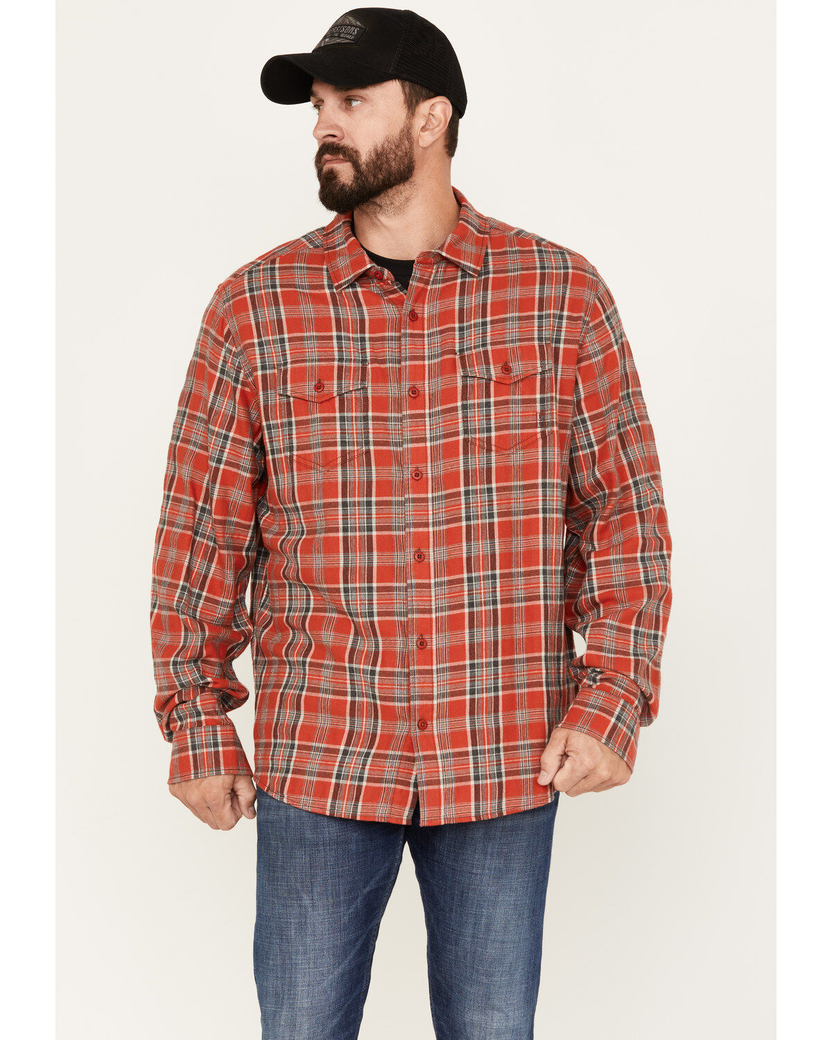 Brothers and Sons Men's Plaid Long Sleeve Button-Down Western Flannel Shirt
