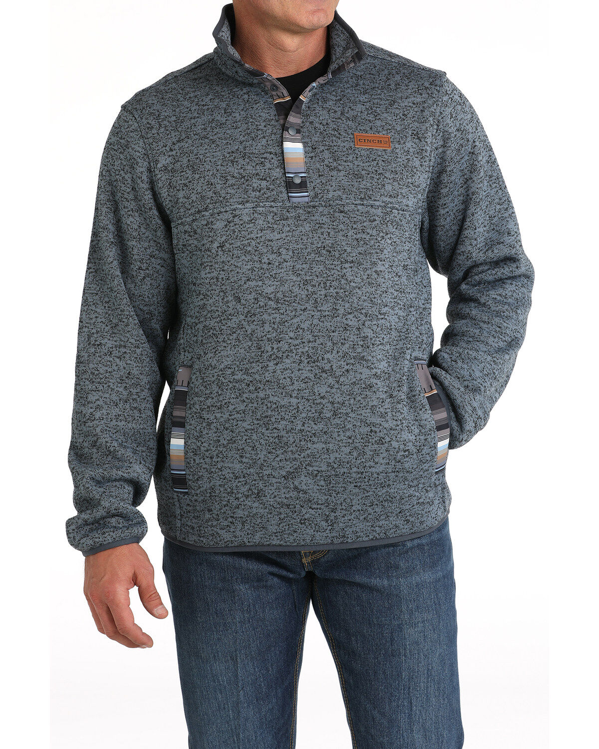 Cinch Men's Solid Quarter Snap Long Sleeve Pullover