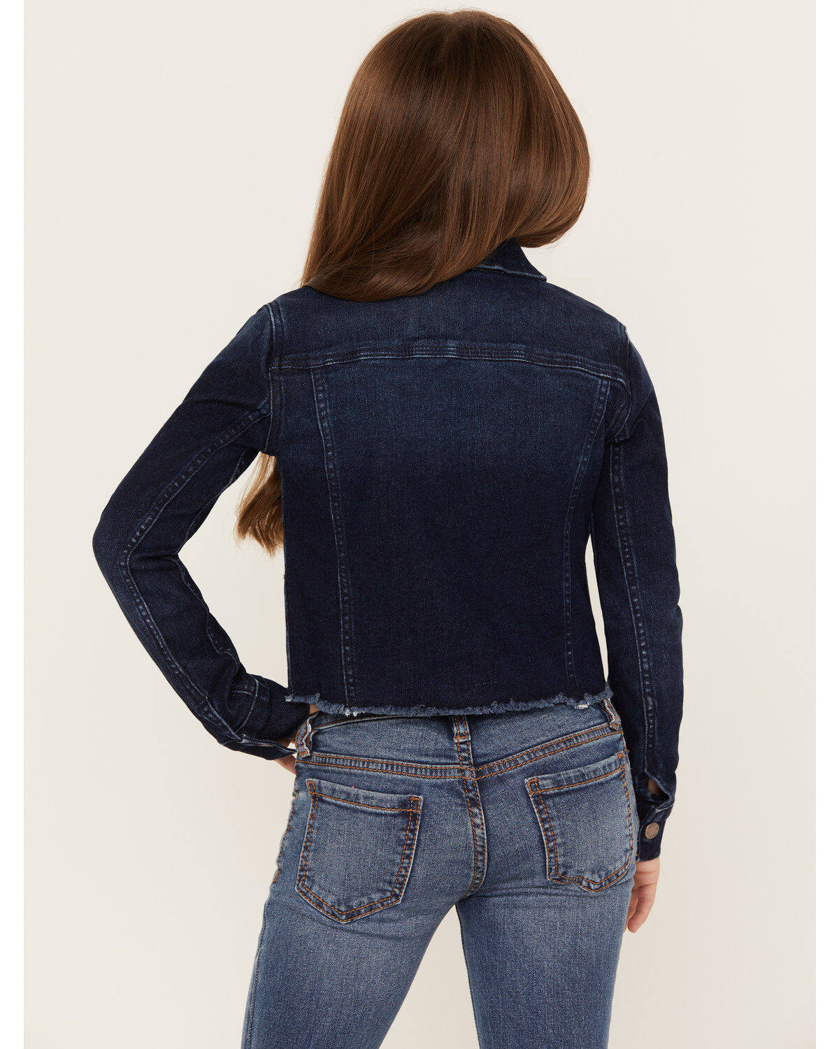 Shyanne Girls' Kent Dark Wash Frayed Denim Jacket