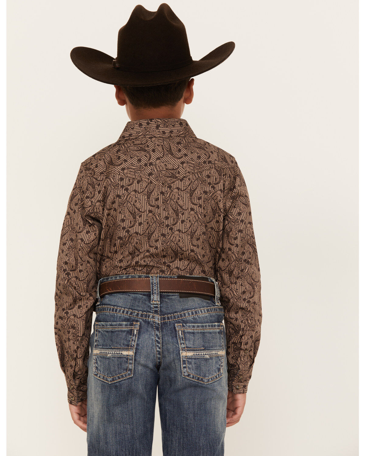 Cody James Boys' Linear Paisley Print Long Sleeve Western Snap Shirt