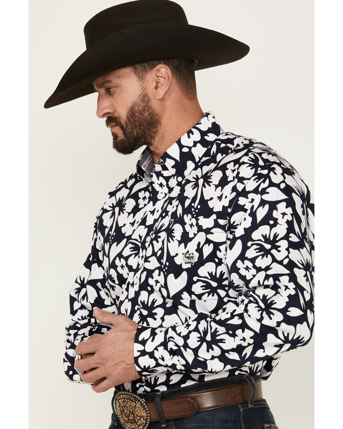 Cinch Men's Floral Print Long Sleeve Button-Down Western Shirt
