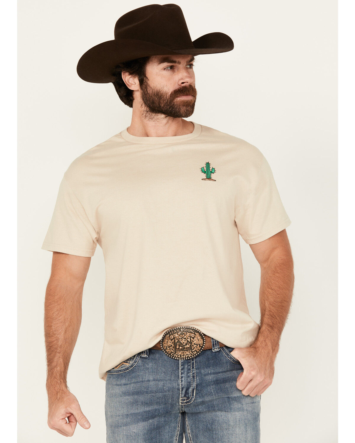 Riot Society Men's Embroidered Cactus Short Sleeve T-Shirt