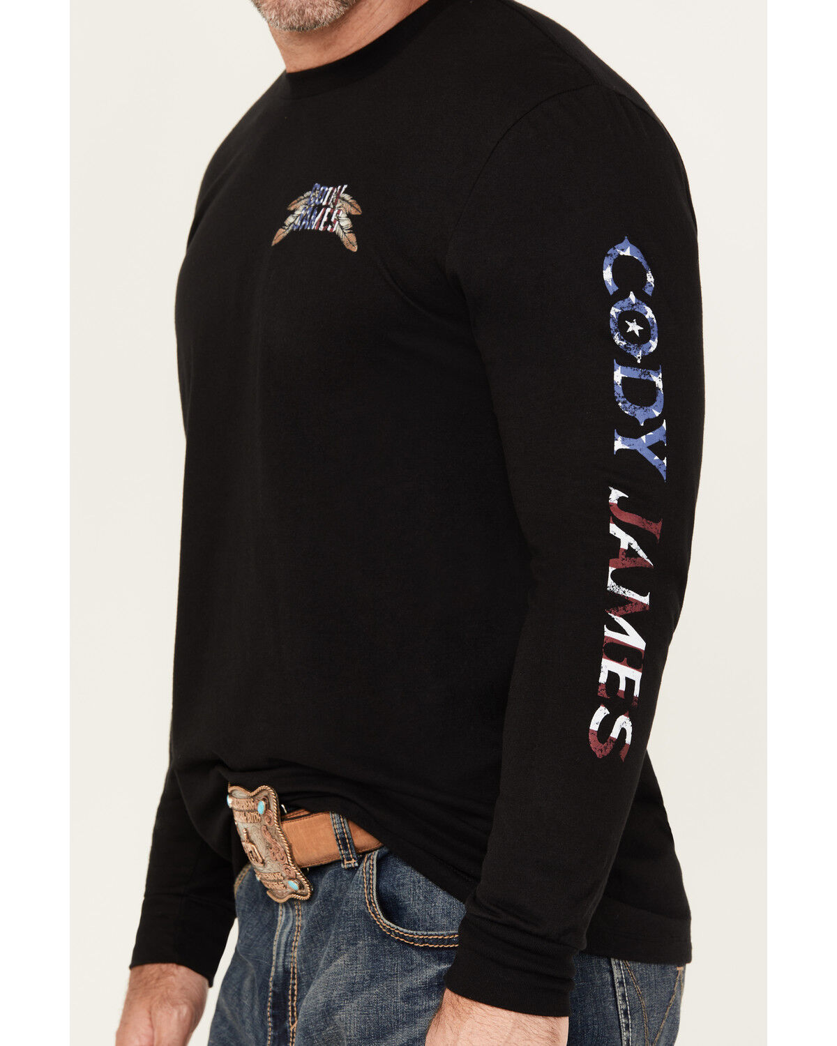 Cody James Men's U.S.A. Skull Long Sleeve Graphic T-Shirt