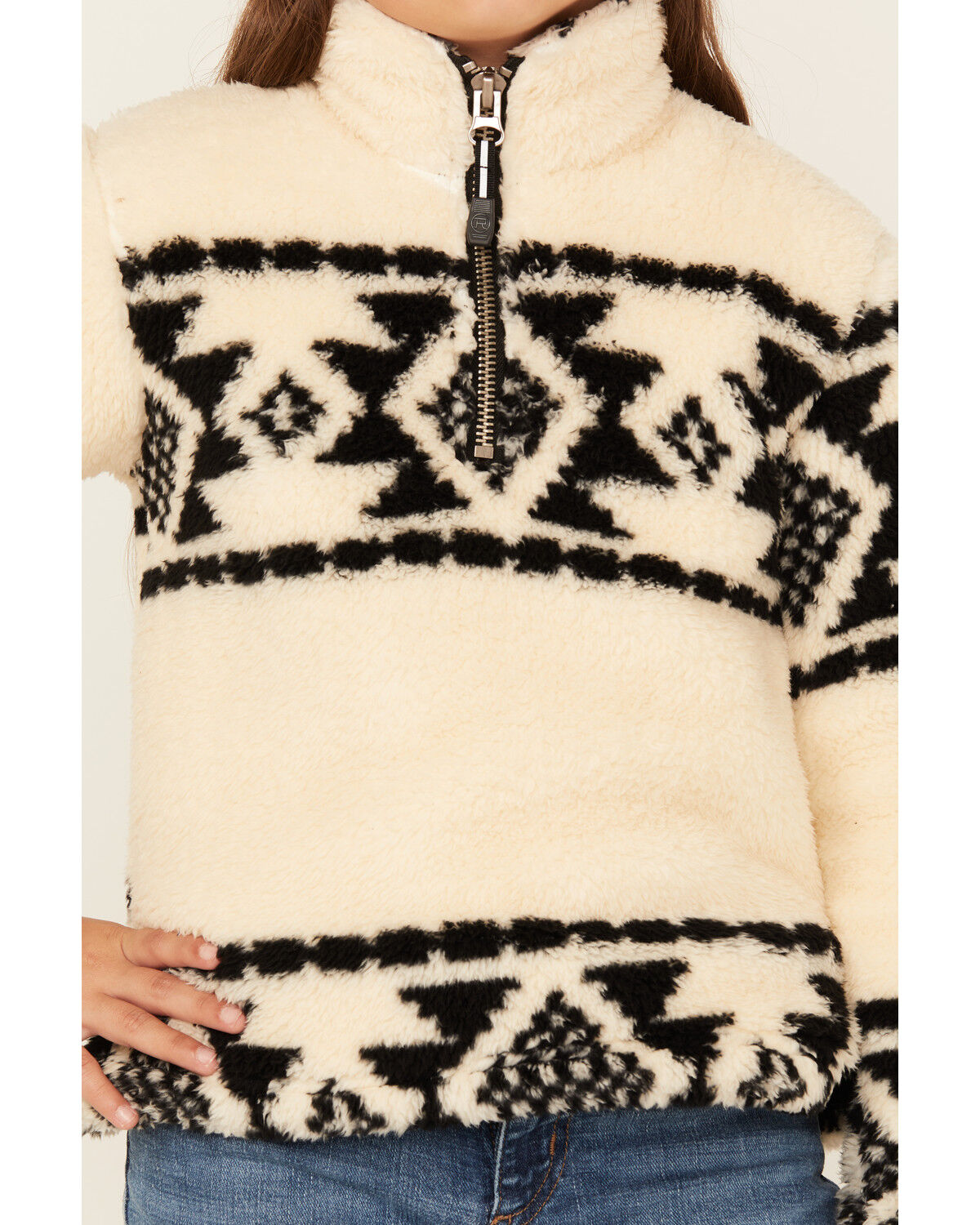 Roper Girls' Southwestern Print 1/4 Zip-Up Fleece Pullover
