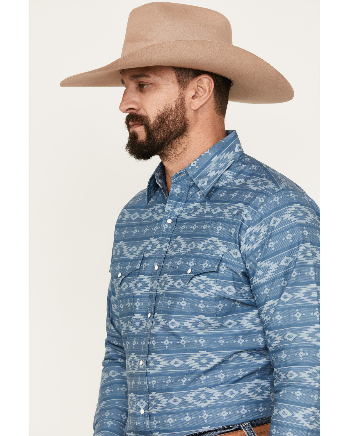 Ely Walker Men's Southwestern Print Long Sleeve Pearl Snap Western Shirt