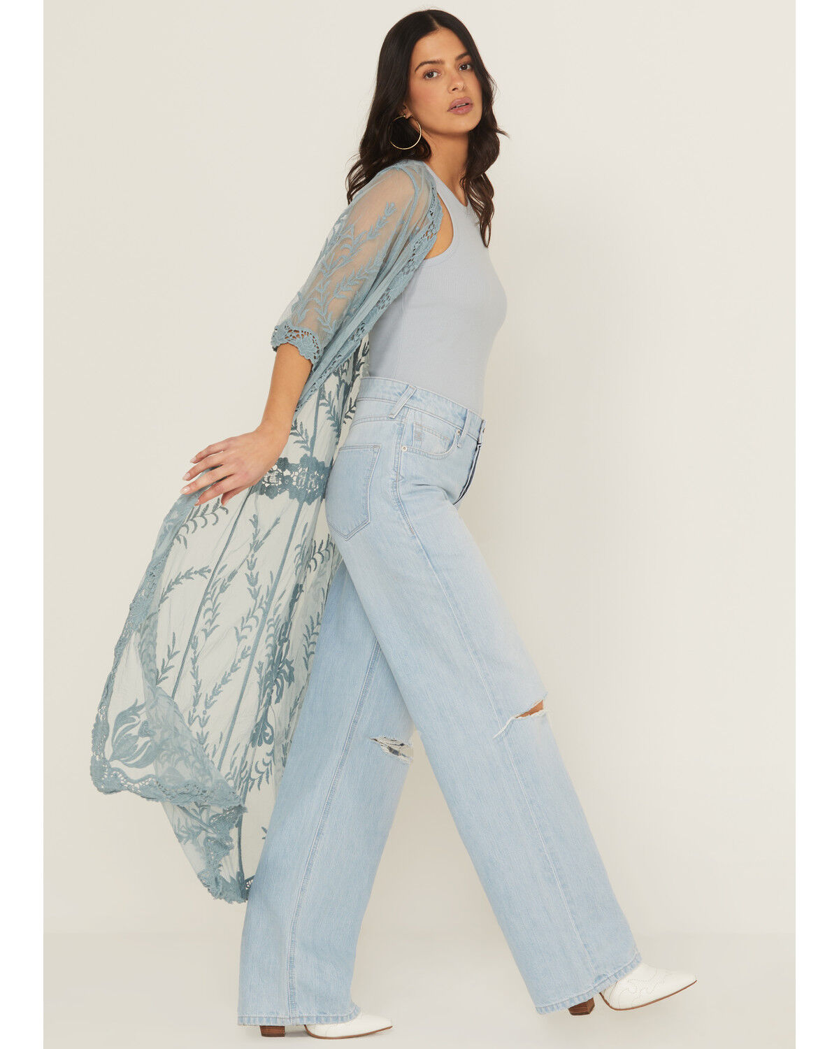 Shyanne Women's Long Embroidered Mesh Kimono