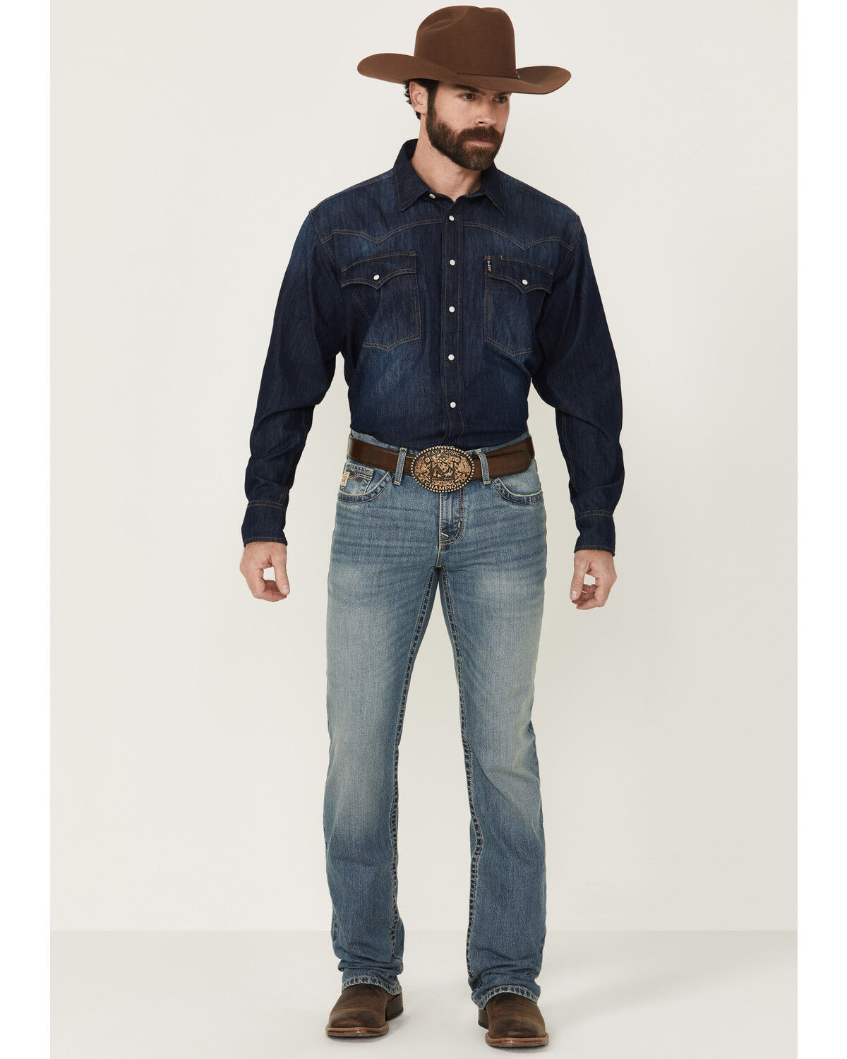 Cinch Men's Ian Medium Wash Slim Bootcut Rigid Denim Jeans