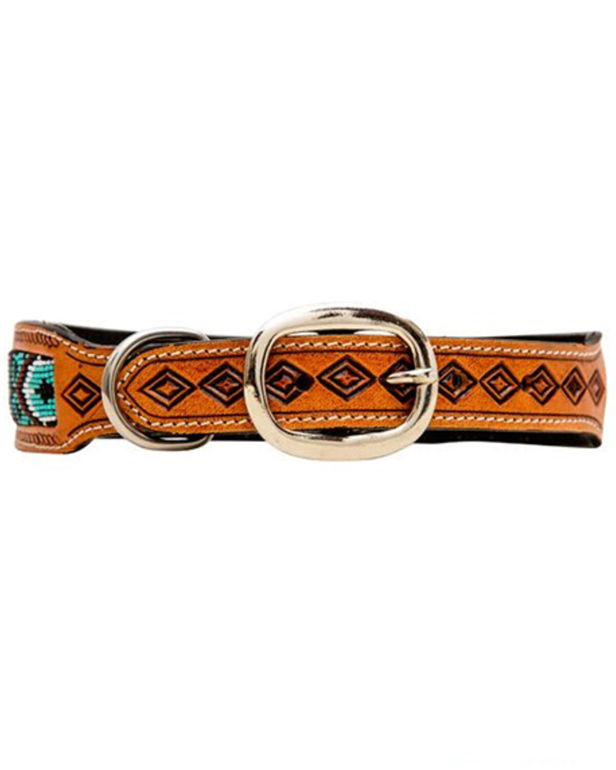 Myra Bag Whizter Hand-Tooled Beaded Dog Collar