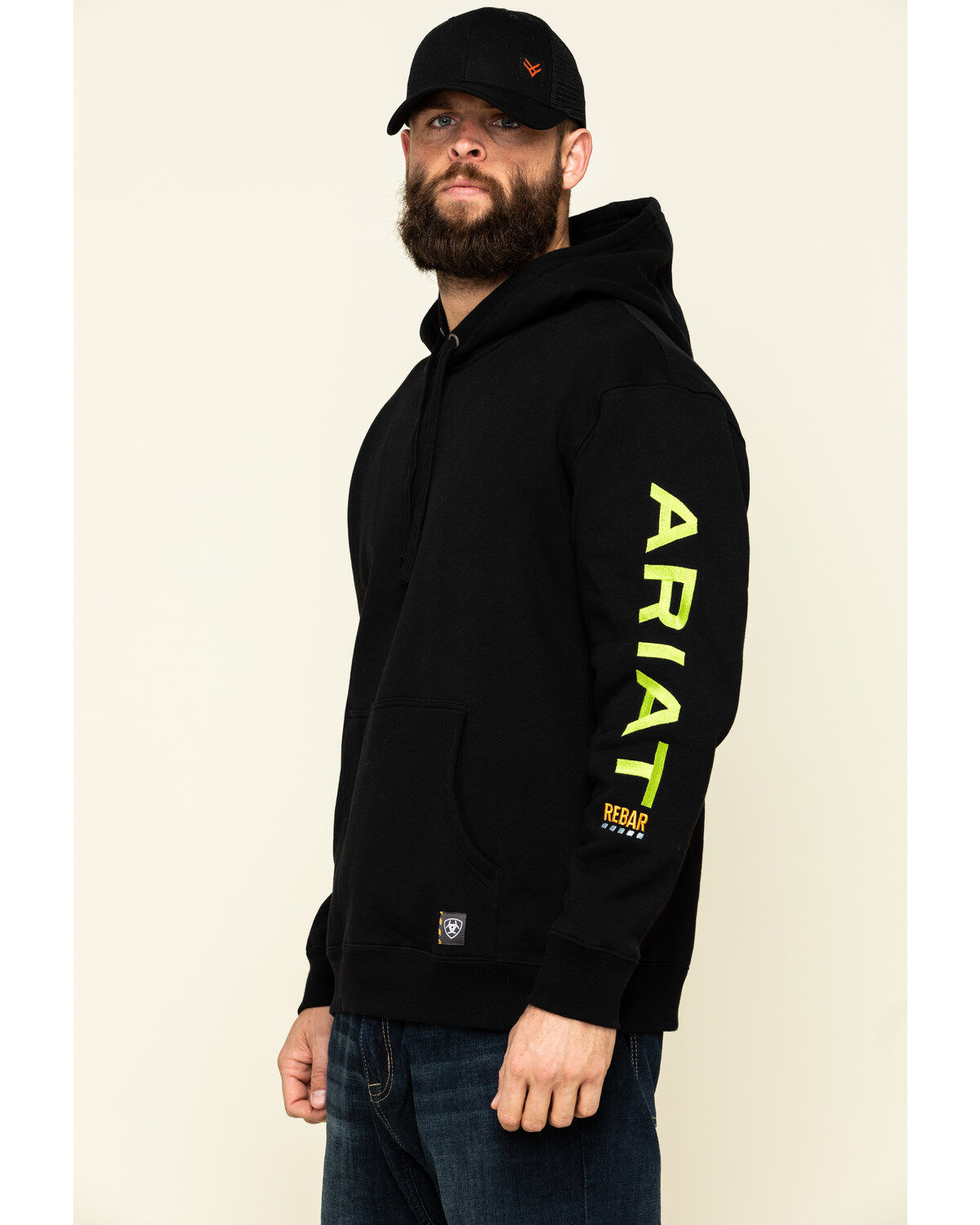 Ariat Men's Black/Lime Rebar Graphic Hooded Work Sweatshirt