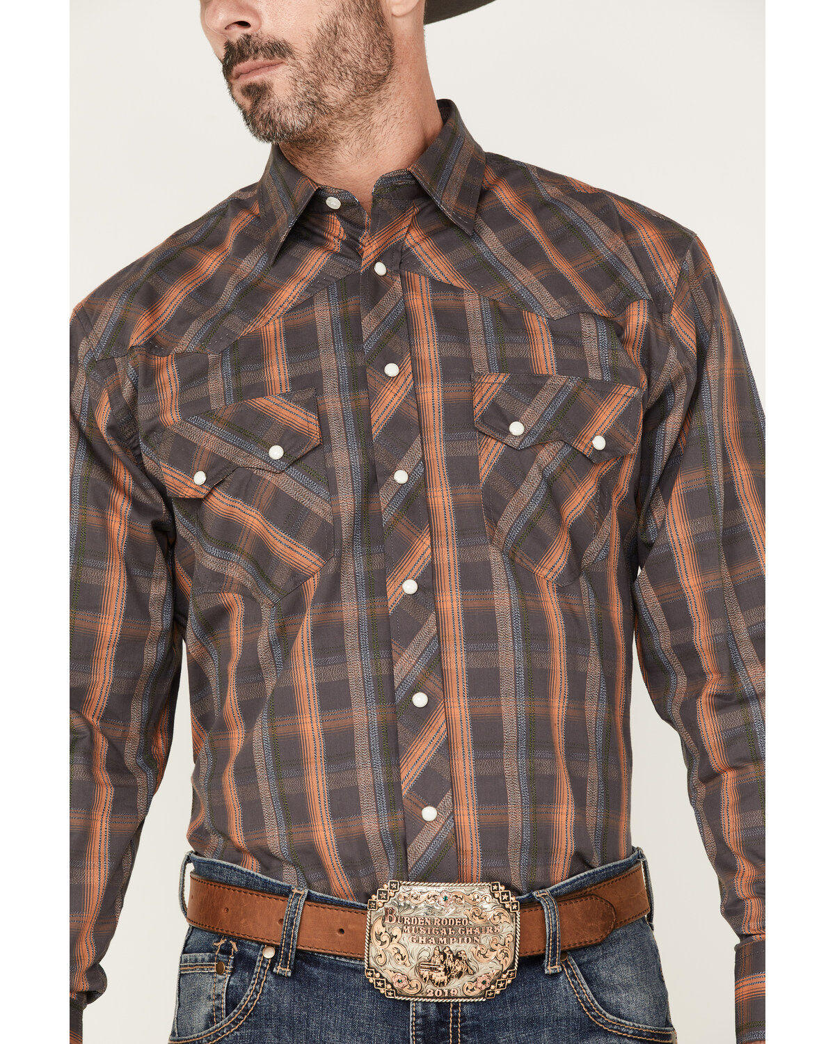 Resistol Men's Reid Plaid Print Long Sleeve Snap Western Shirt