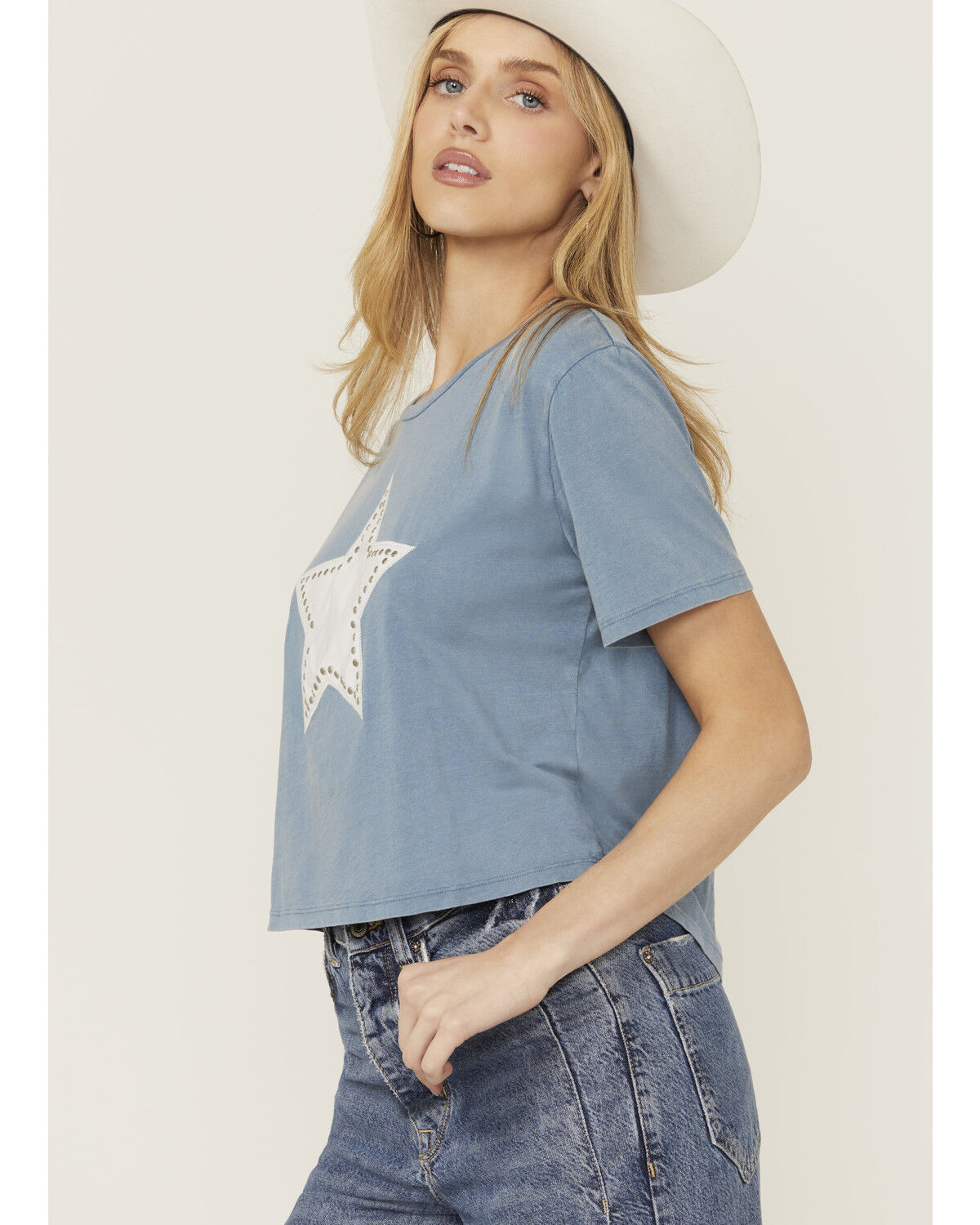 Rock & Roll Denim Women's Studded Star Short Sleeve Graphic Tee