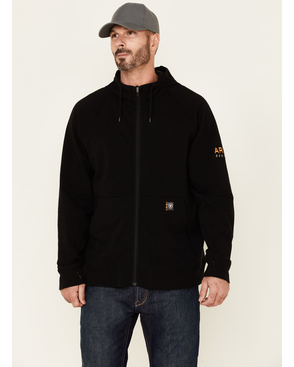 Ariat Men's Black Rebar Thermic Insulated Zip-Front Hooded Work Jacket