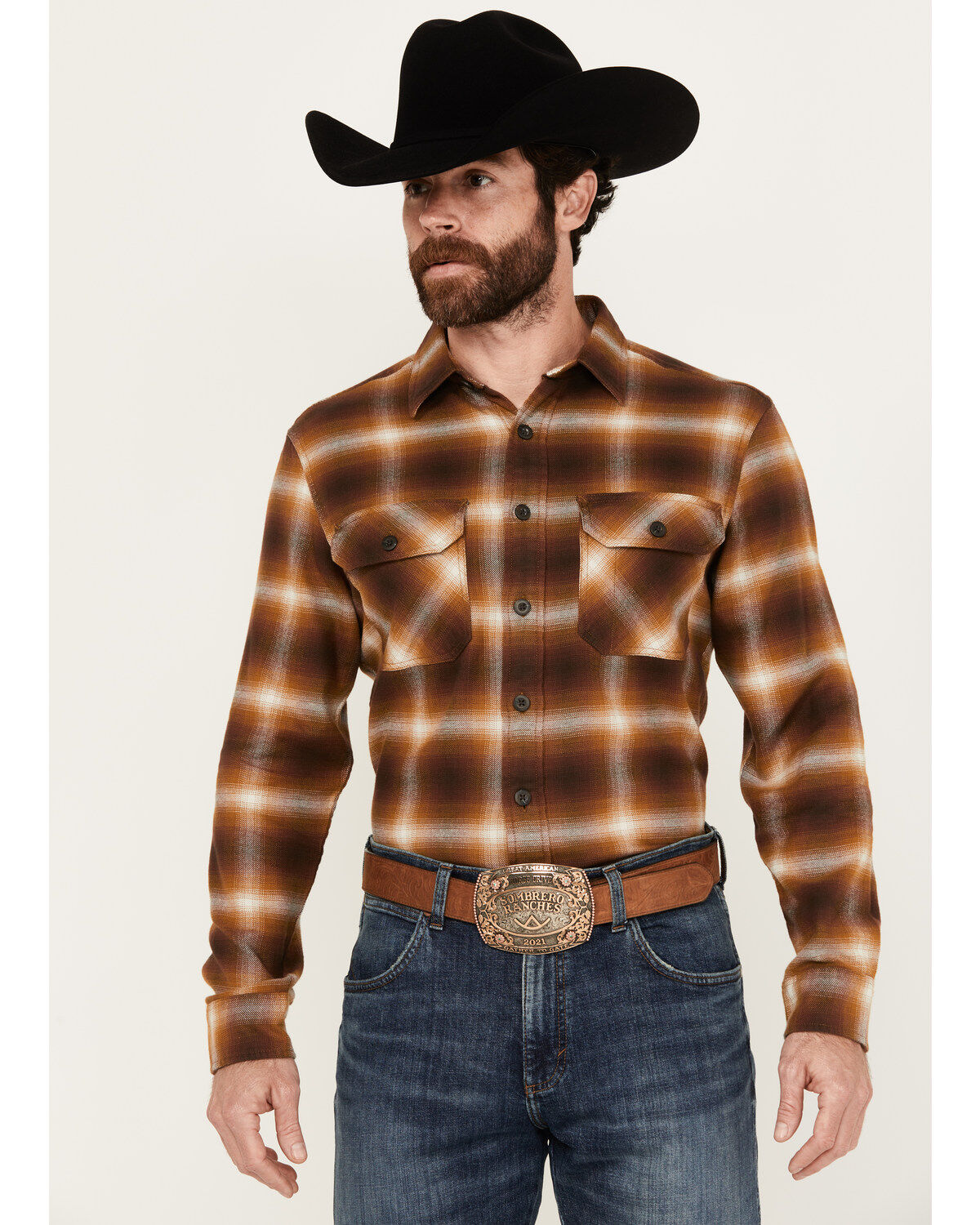 Pendleton Men's Burnside Plaid Print Long Sleeve Button-Down Flannel Shirt