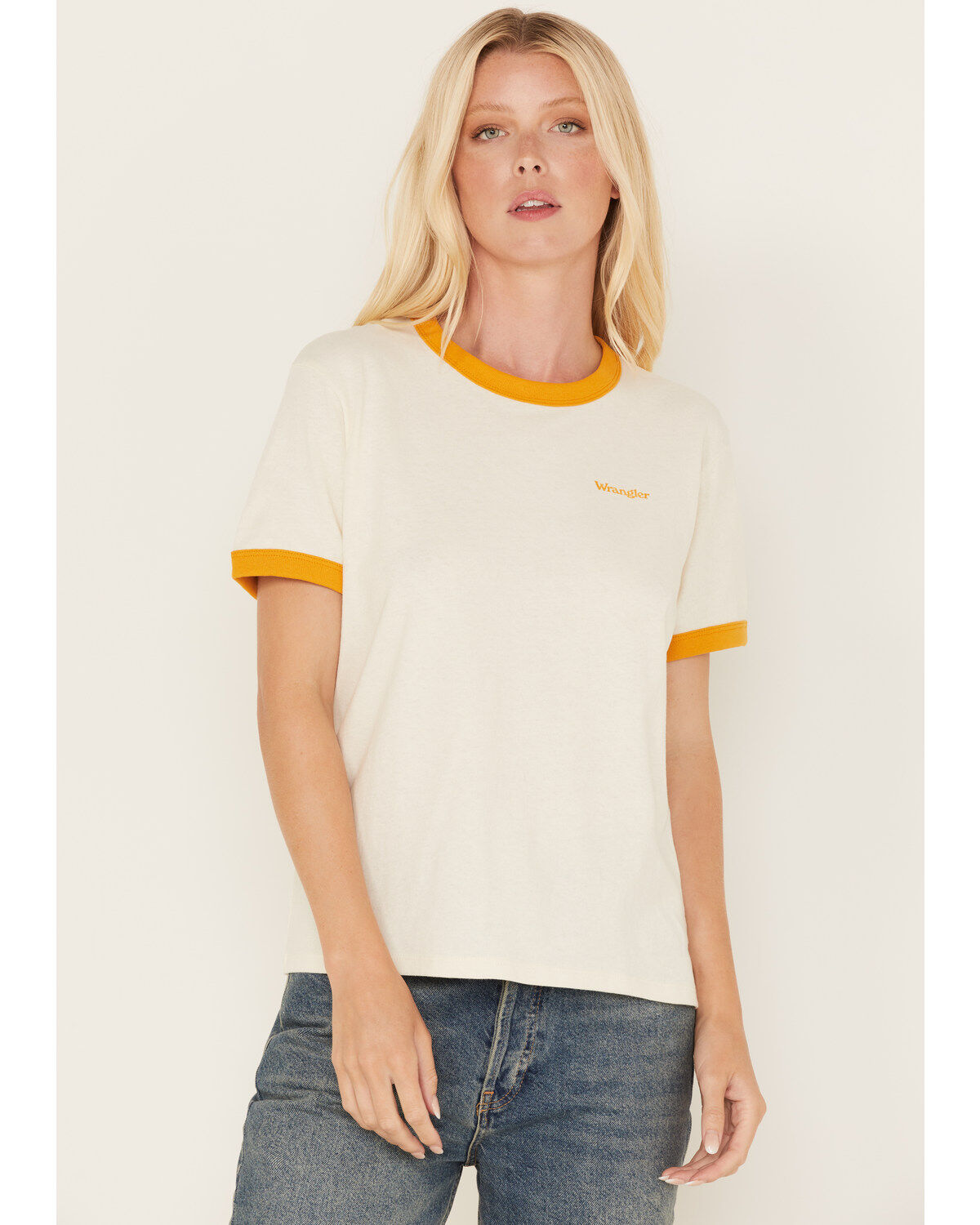 Wrangler Women's Logo Graphic Ringer Graphic Tee