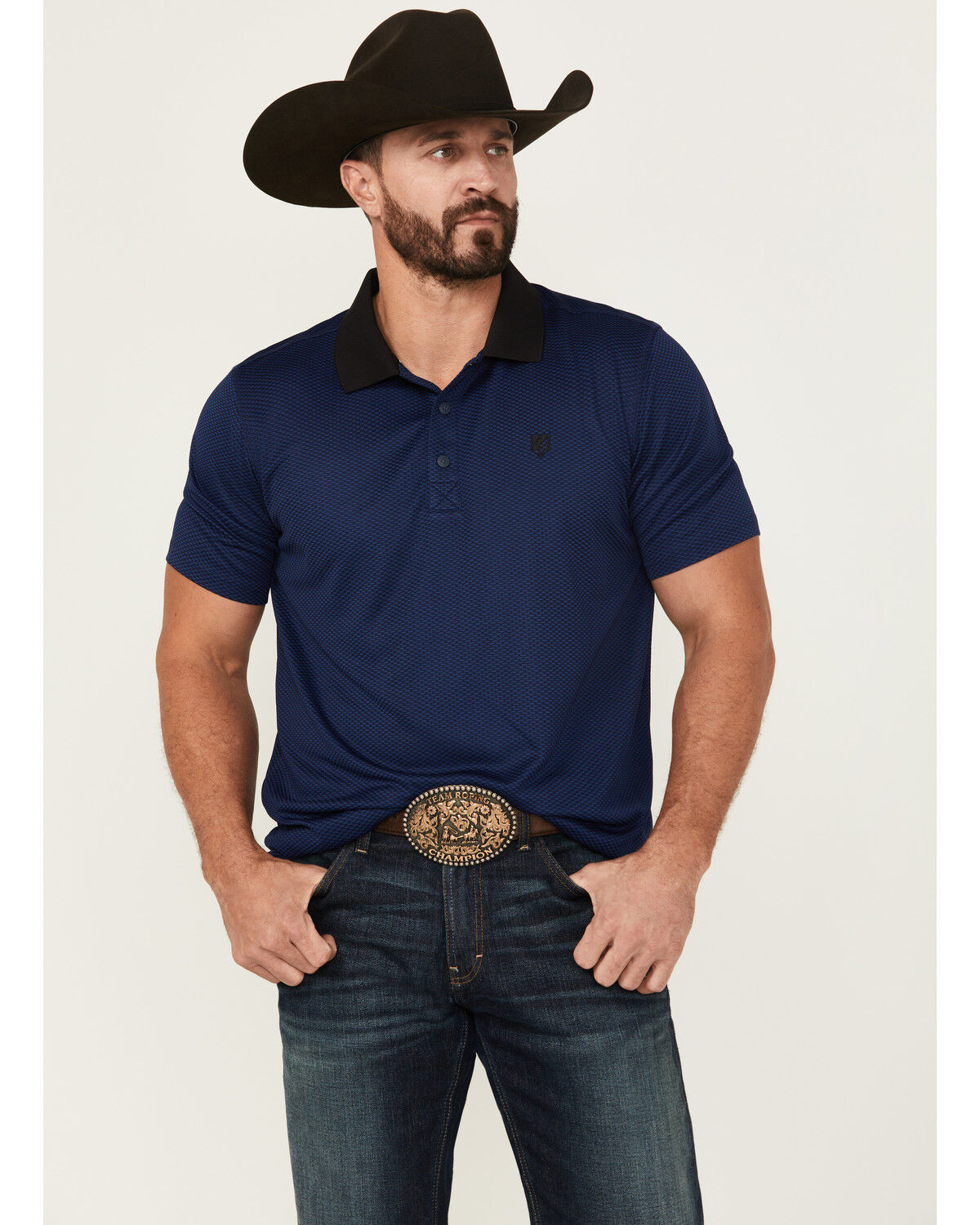 RANK 45® Men's Pickup Geo Print Short Sleeve Button-Down Polo Shirt