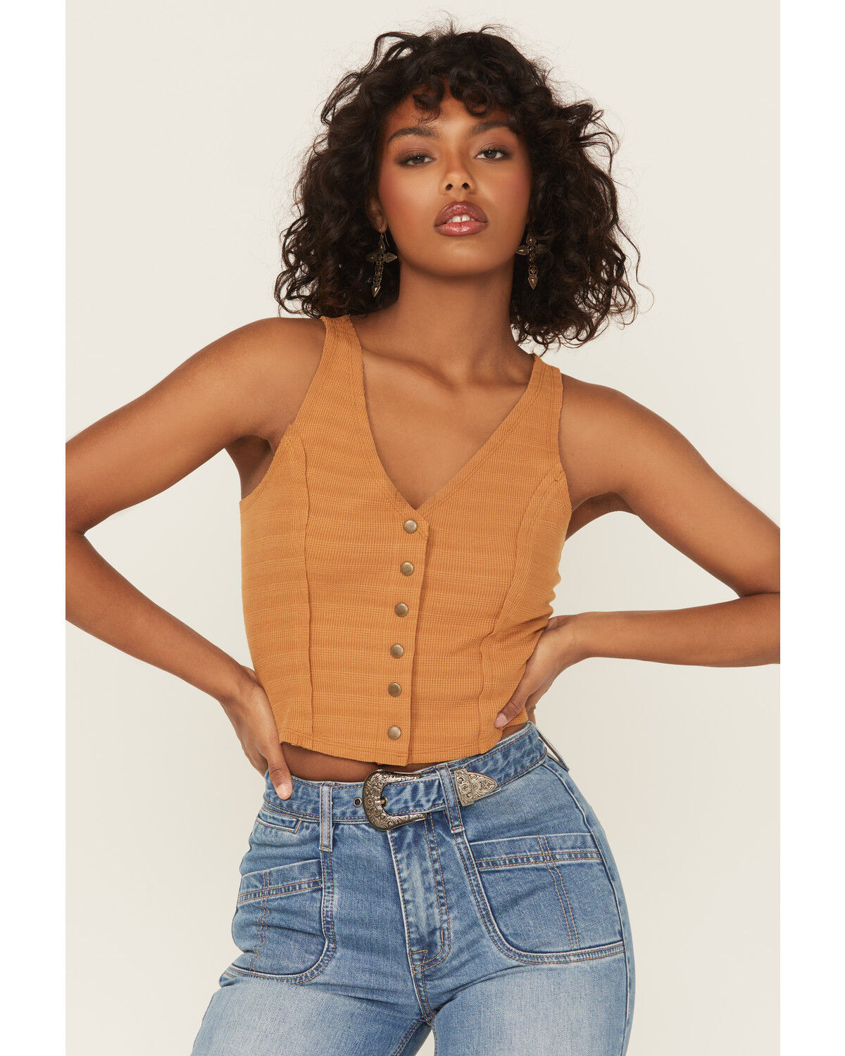 Cleo + Wolf Women's Ribbed Button-Up Vest