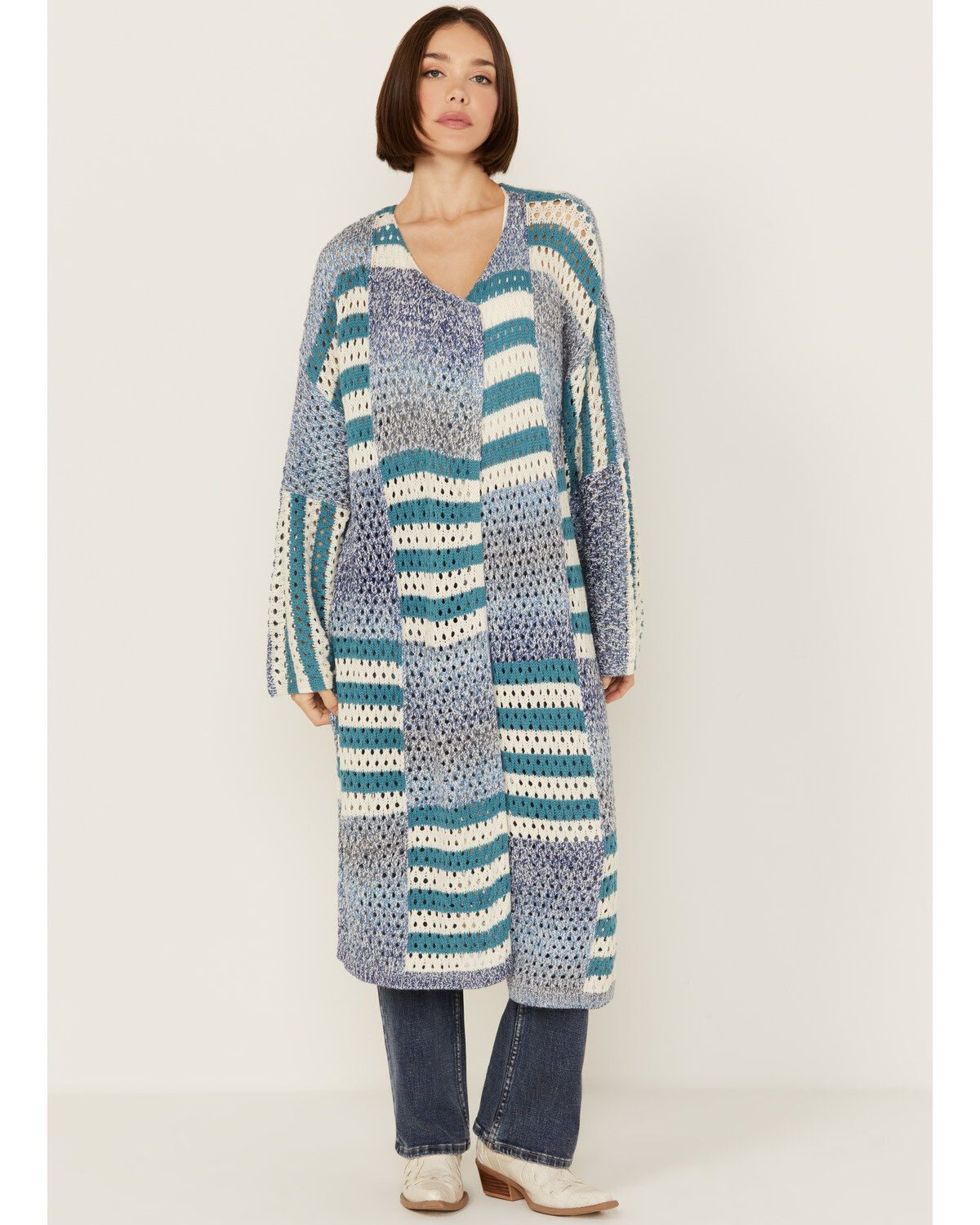 Revel Women's Striped Duster Cardigan
