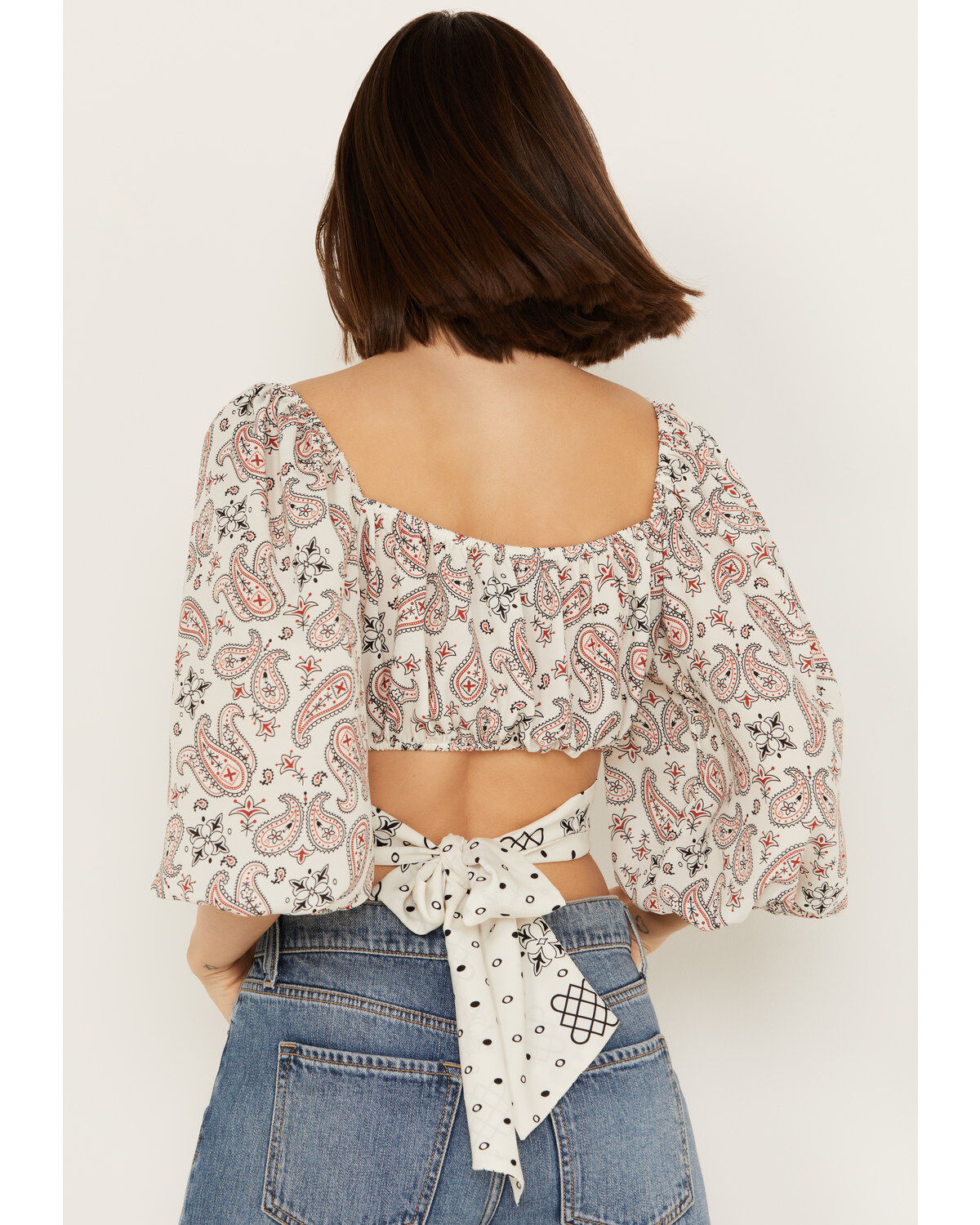 Beyond The Radar Women's Bandana Print Tie Back Top