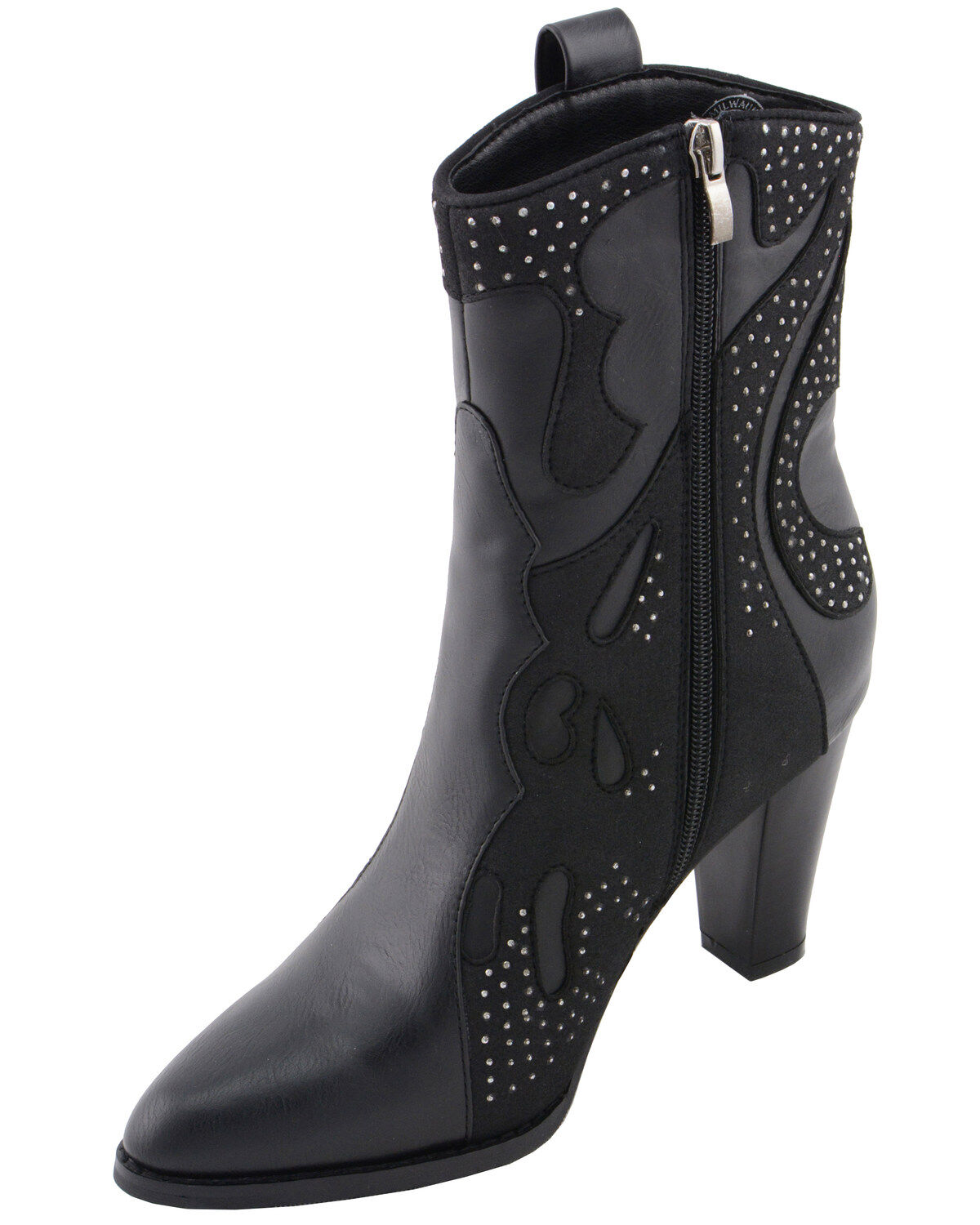 Milwaukee Leather Women's Studded Overlay Western Boots - Round Toe