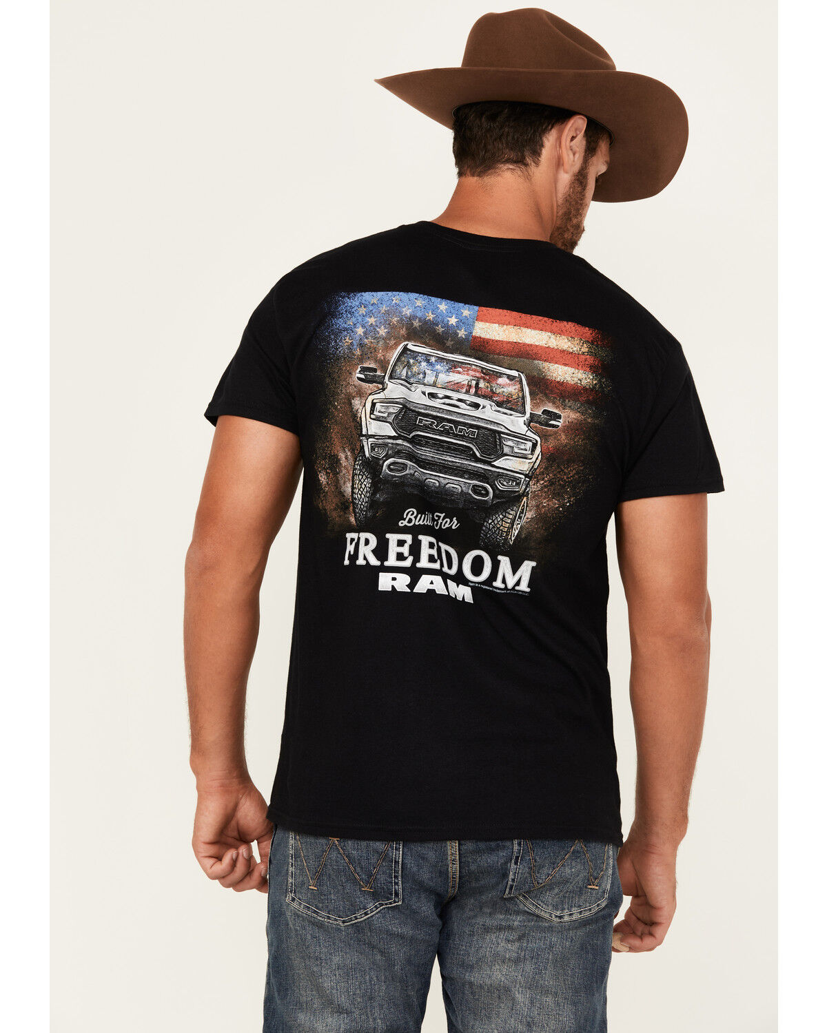 Buckwear Men's Ram Built For Freedom Short Sleeve Graphic T-Shirt