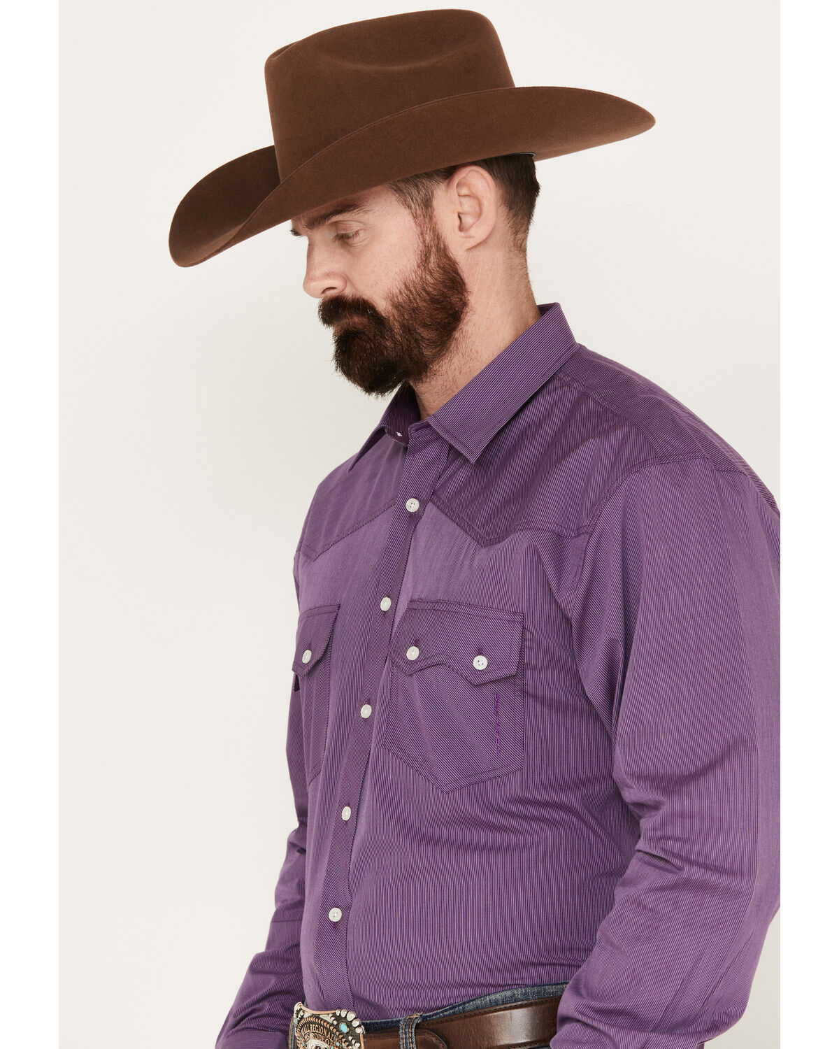 Resistol Men's Pinstripe Print Long Sleeve Button Down Western Shirt