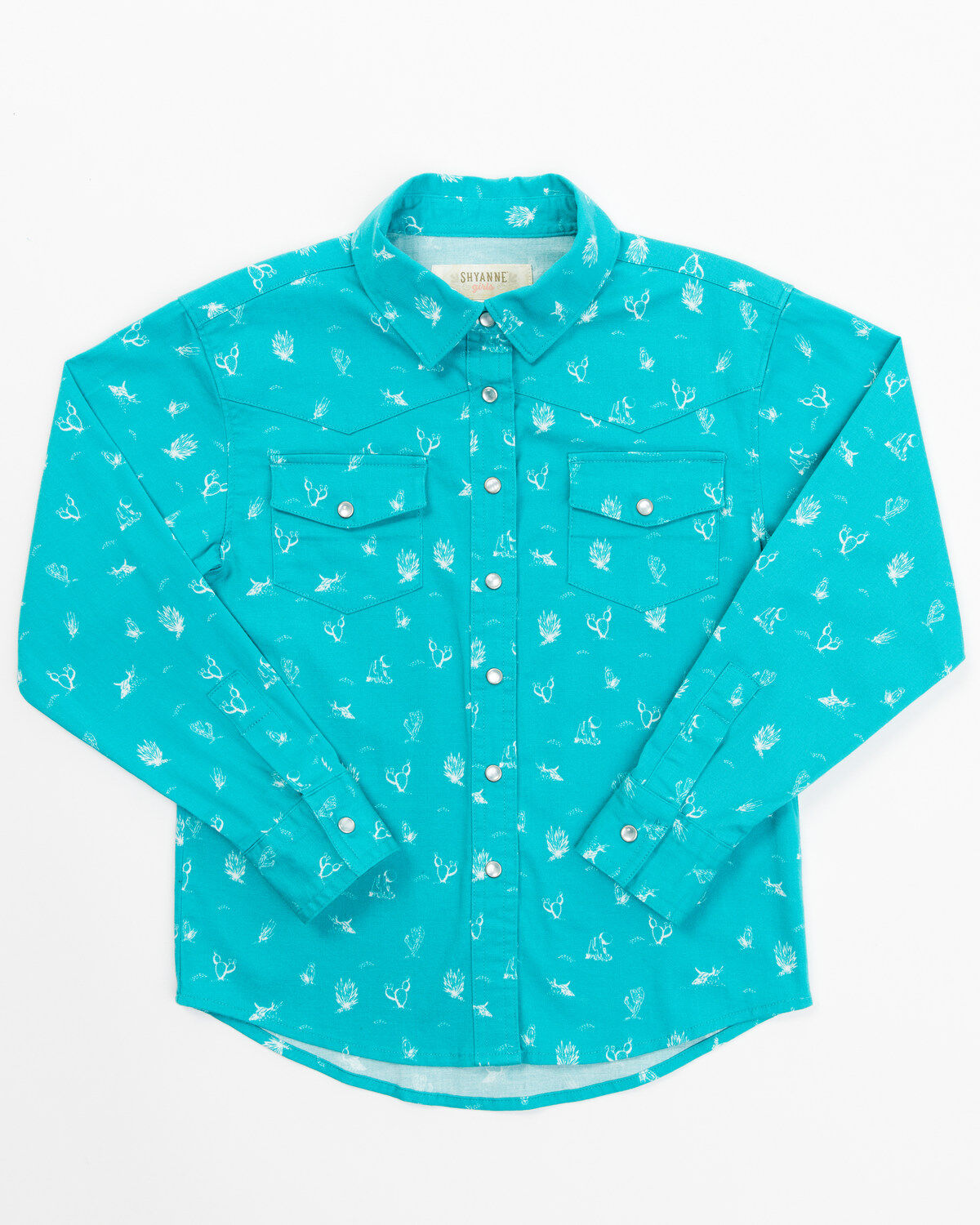 Shyanne Toddler Girls' Cactus Print Long Sleeve Western Pearl Snap Shirt