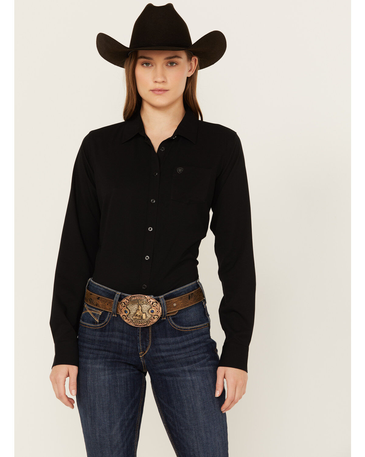 Ariat Women's Solid Long Sleeve Button-Down Performance Western Shirt