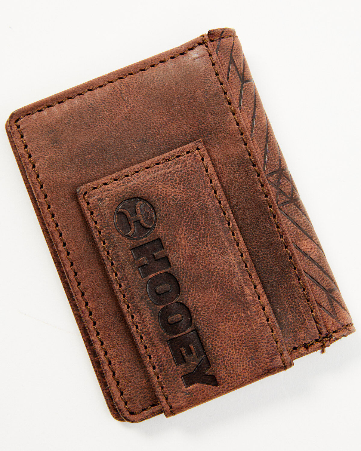 Hooey Men's Brown Southwestern Embossed Bi-Fold Money Clip Wallet