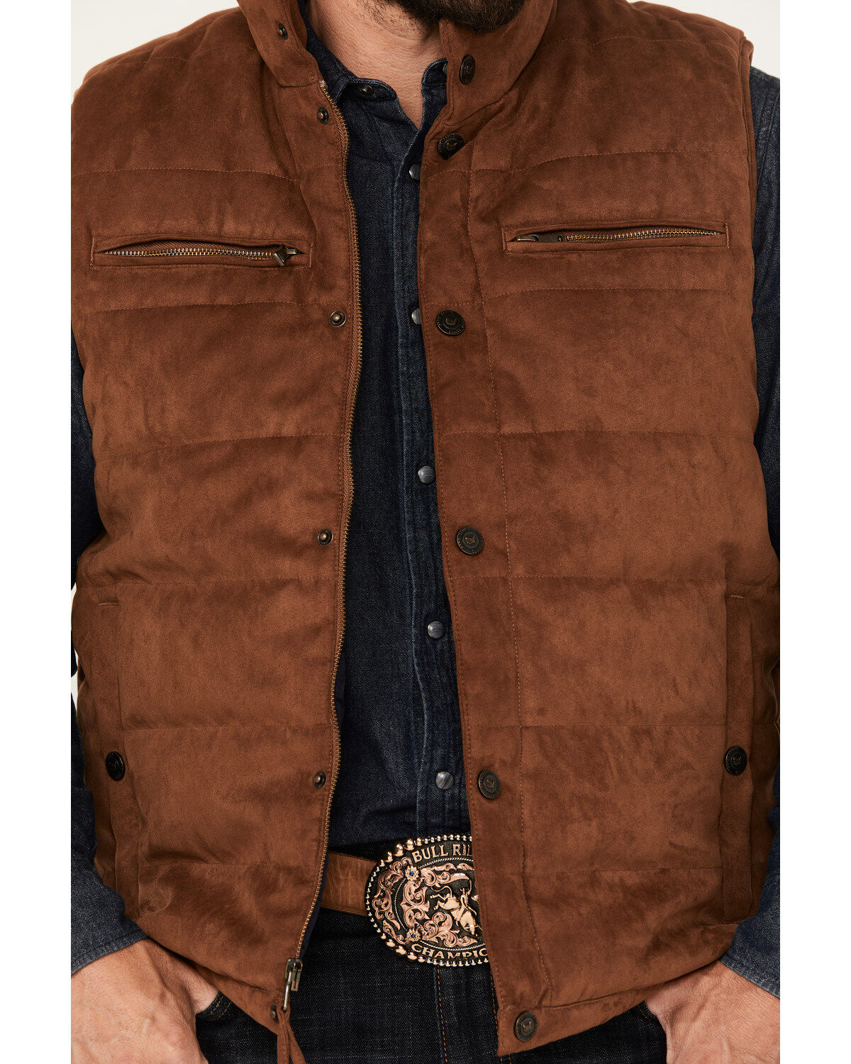 Cody James Men's Faux Suede Puffer Vest