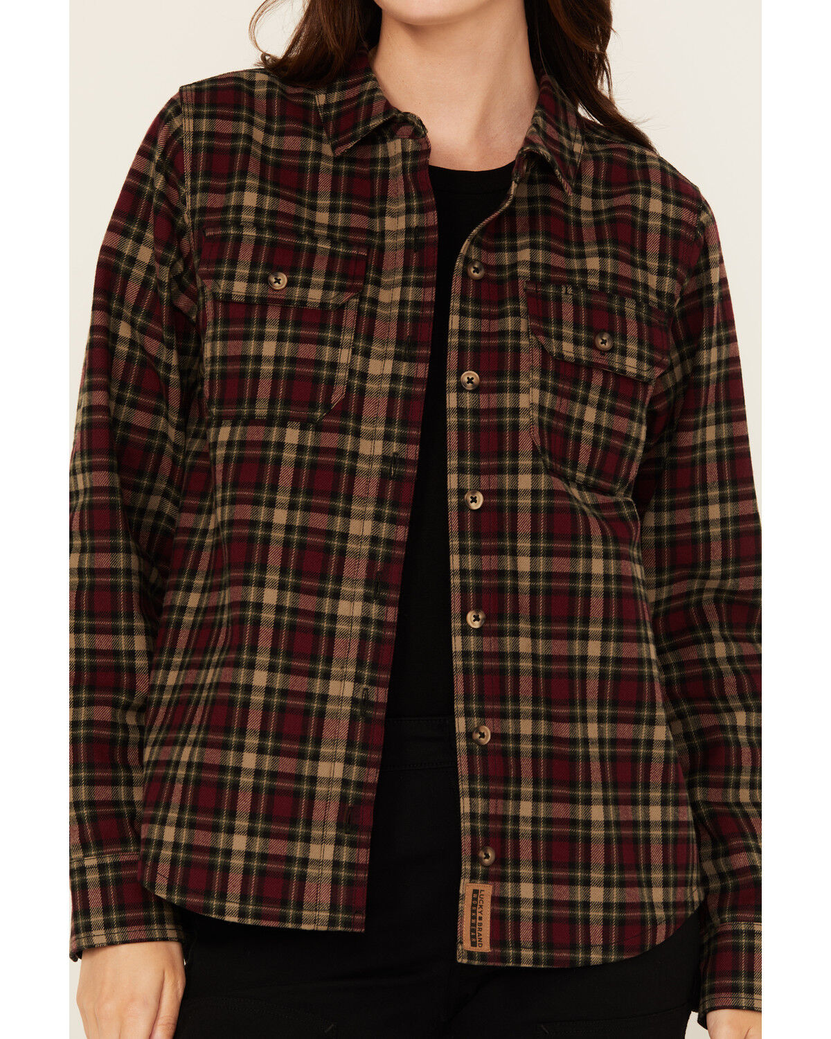 Lucky Brand Workwear Women's Hunter Plaid Print Long Sleeve Button-Down Flannel Shirt
