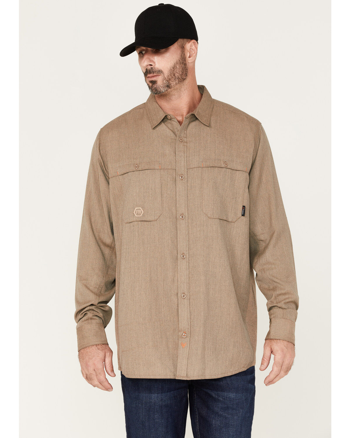 Hawx Men's FR Vented Solid Long Sleeve Button-Down Work Shirt