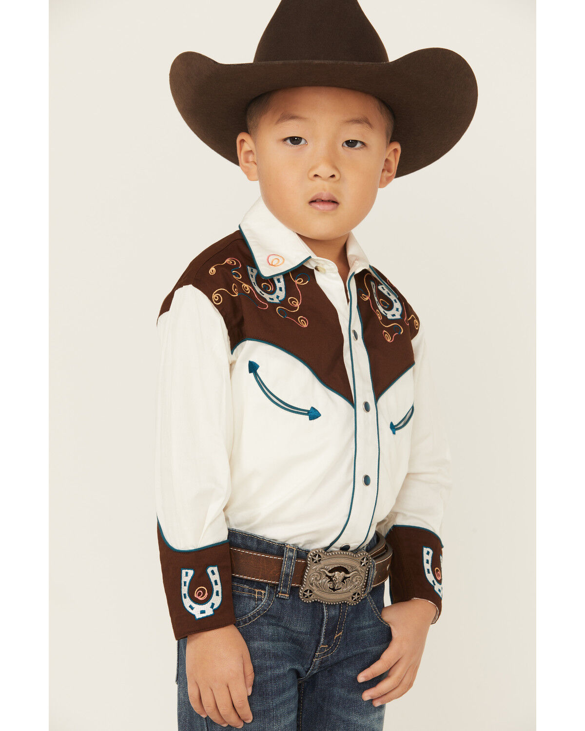 Rockmount Ranchwear Boys' Embroidered Long Sleeve Pearl Snap Western Shirt