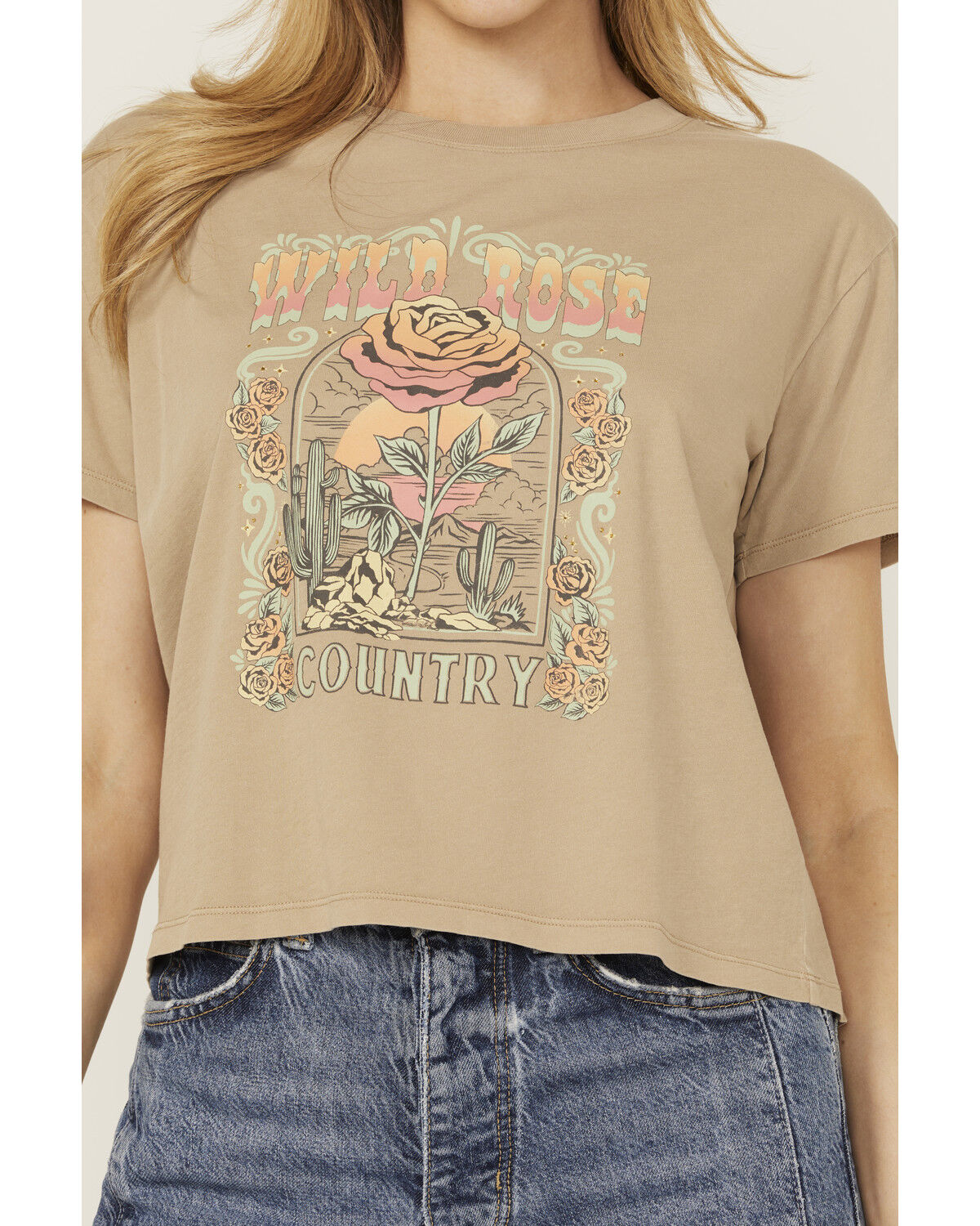 White Crow Women's Wild Rose Rhinestone Short Sleeve Graphic Tee