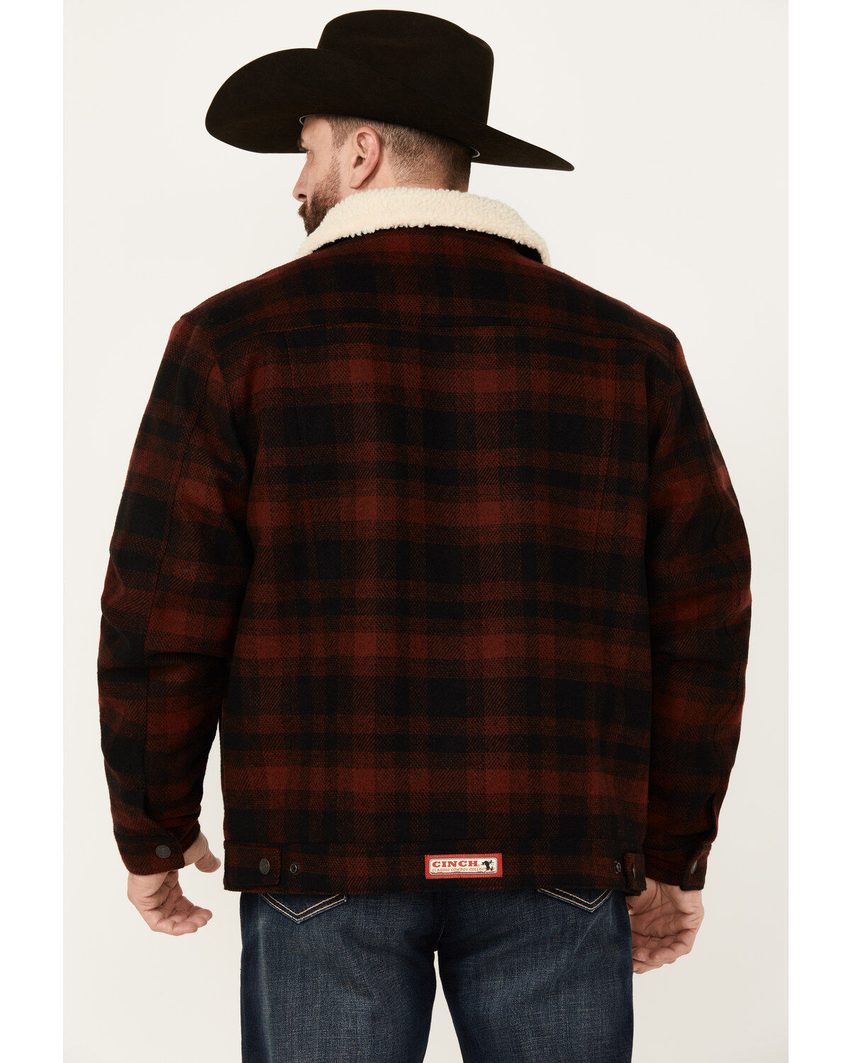 Cinch Men's Plaid Print Sherpa Lined Trucker Jacket
