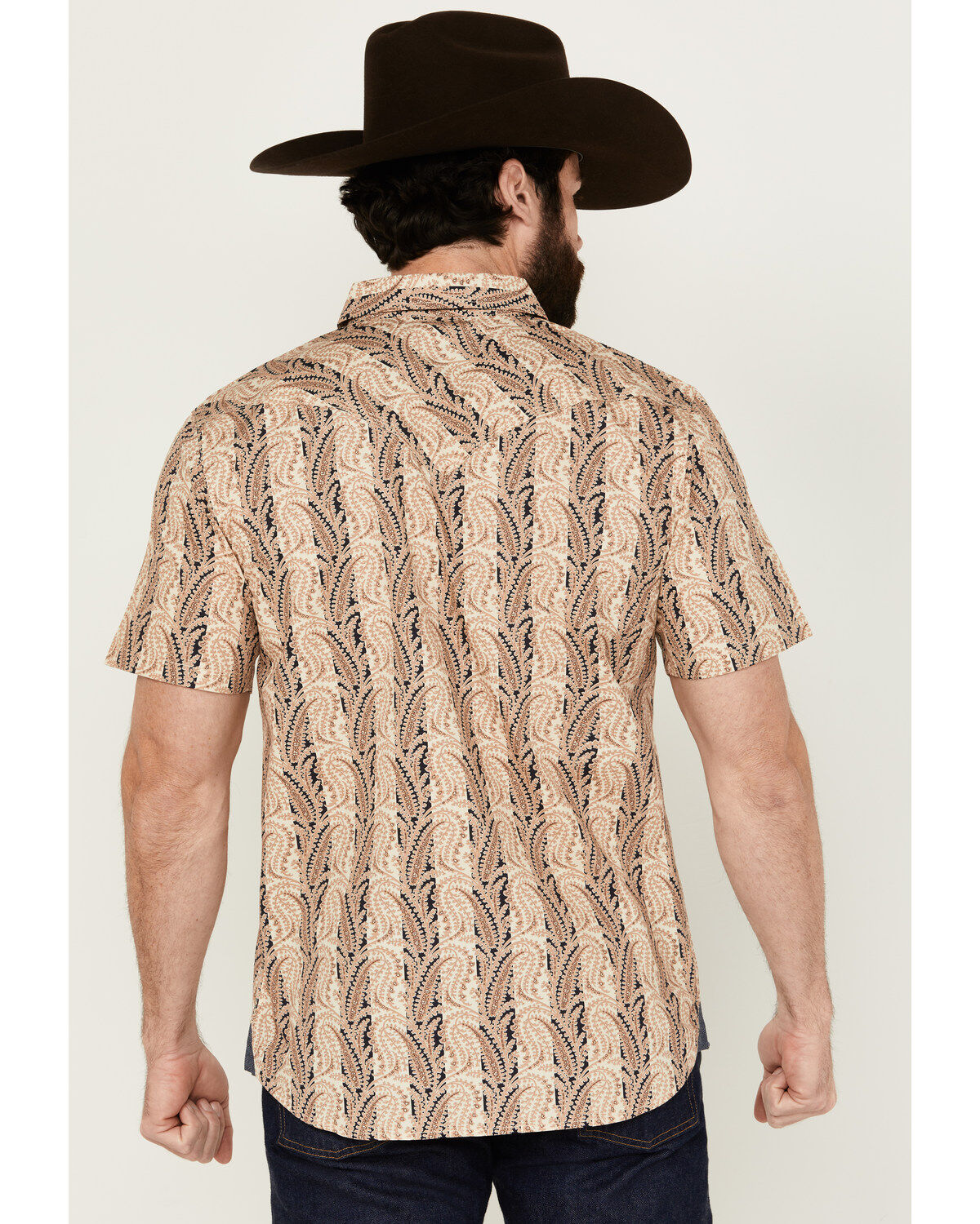 Moonshine Spirit Men's Victory Paisley Striped Short Sleeve Snap Western Shirt