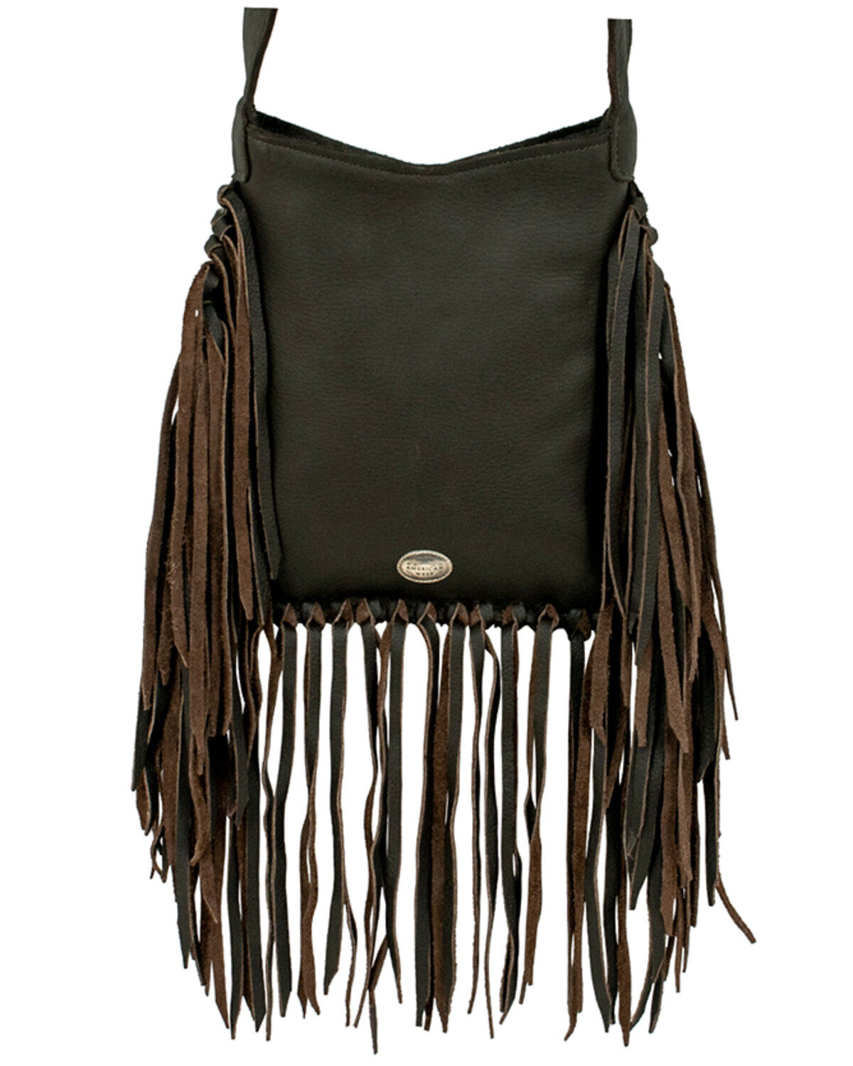 American West Women's Pony Hair-On Studded Fringe Crossbody Messenger