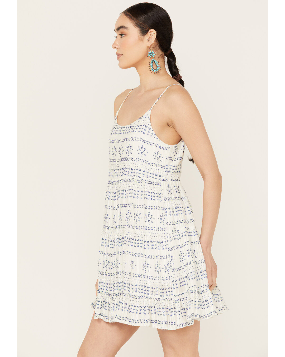 En Creme Women's Abstract Striped Sleeveless Mini Dress