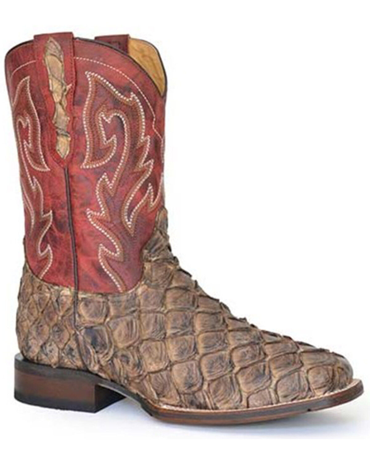 Stetson Men's Predator Exotic Pirarucu Western Boots - Broad Square Toe