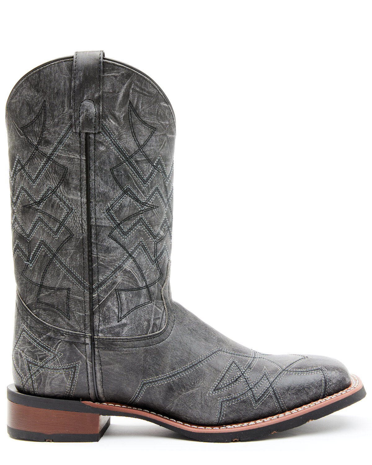 Laredo Men's Charcoal Geo Stitch Western Boots - Broad Square Toe