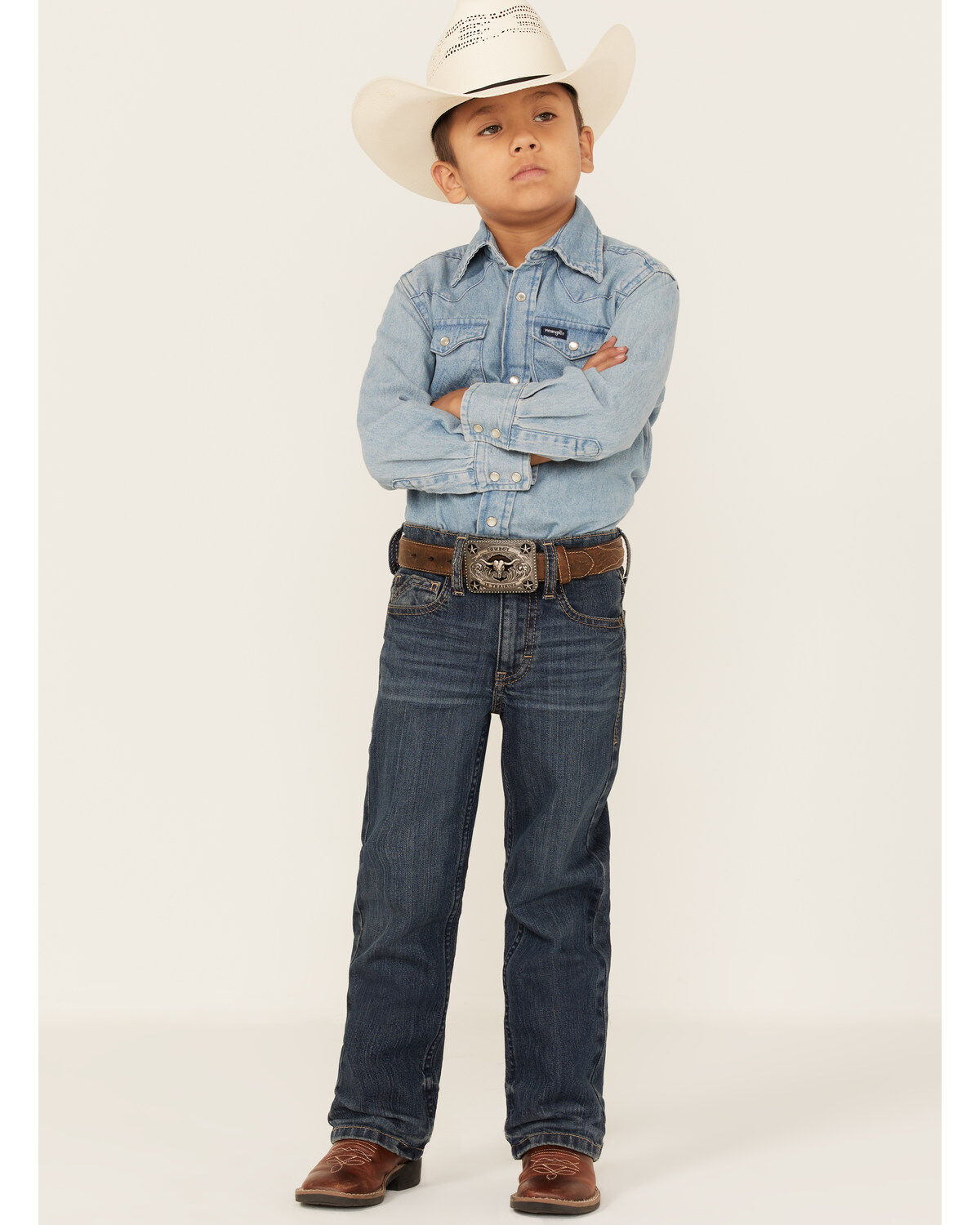 Cody James Boys' Saguaro Dark Wash Mid Rise Stretch Slim Bootcut Jeans