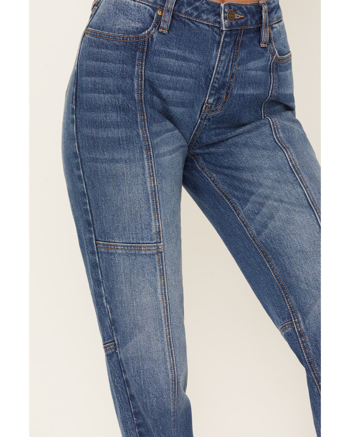 Cleo + Wolf Women's Dark Wash High Rise Slim Stretch Straight Jeans