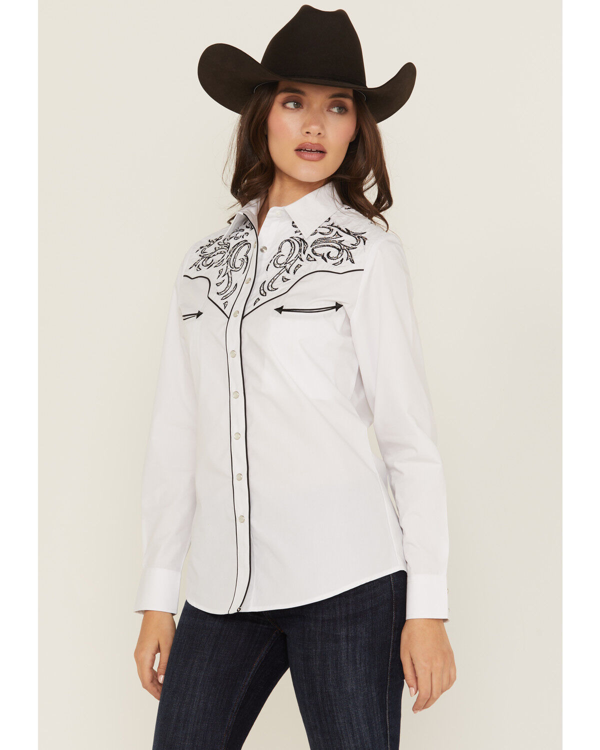 Rodeo Clothing Women's Embroidered Long Sleeve Snap Western Shirt