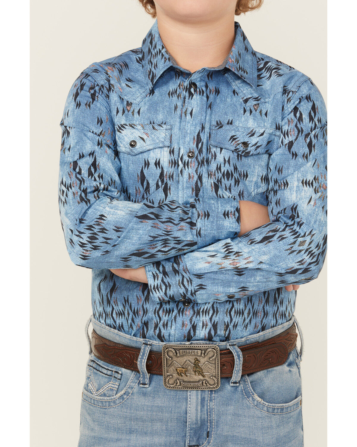 Cody James Boys' Maverick Southwestern Print Long Sleeve Snap Western Shirt