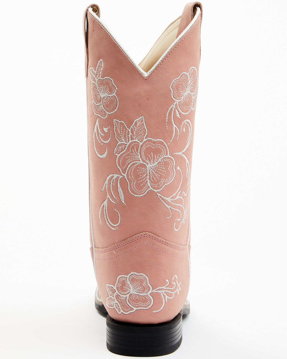 Shyanne Girls' Little Lasy Floral Embroidered Leather Western Boots - Broad Square Toe